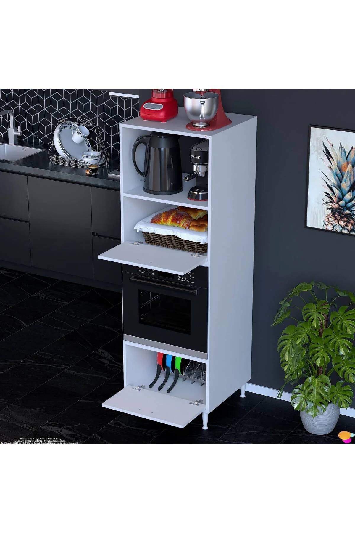 Luno 2 Kapaklı Modüler Dolap Fırın Dolabı 60x185,9x56 cm Geniş Ka Luno 2 Kapaklı Modüler Dolap Fırın Dolabı 60x185,9x56 cm Geniş Ka