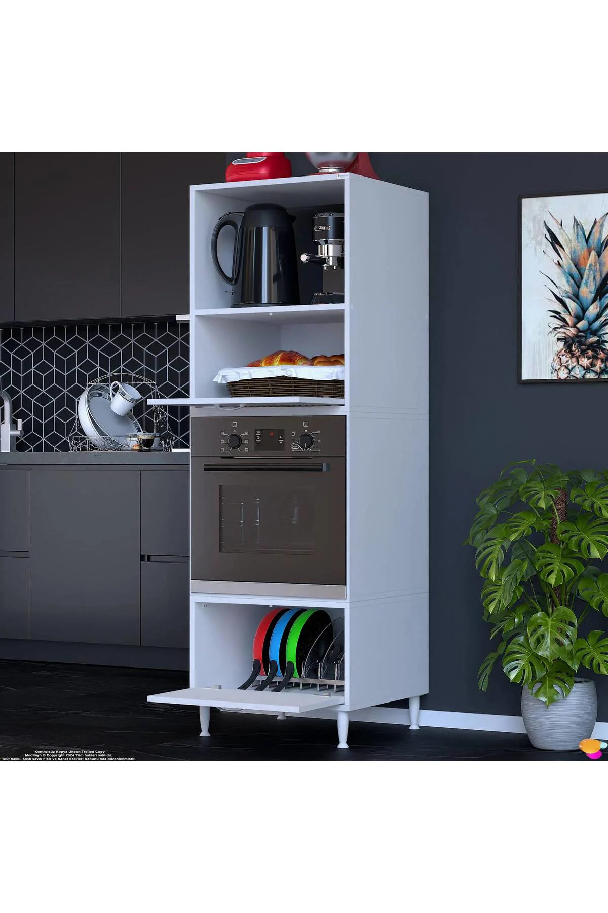 Luno 2 Kapaklı Modüler Dolap Fırın Dolabı 60x185,9x56 cm Geniş Ka Luno 2 Kapaklı Modüler Dolap Fırın Dolabı 60x185,9x56 cm Geniş Ka