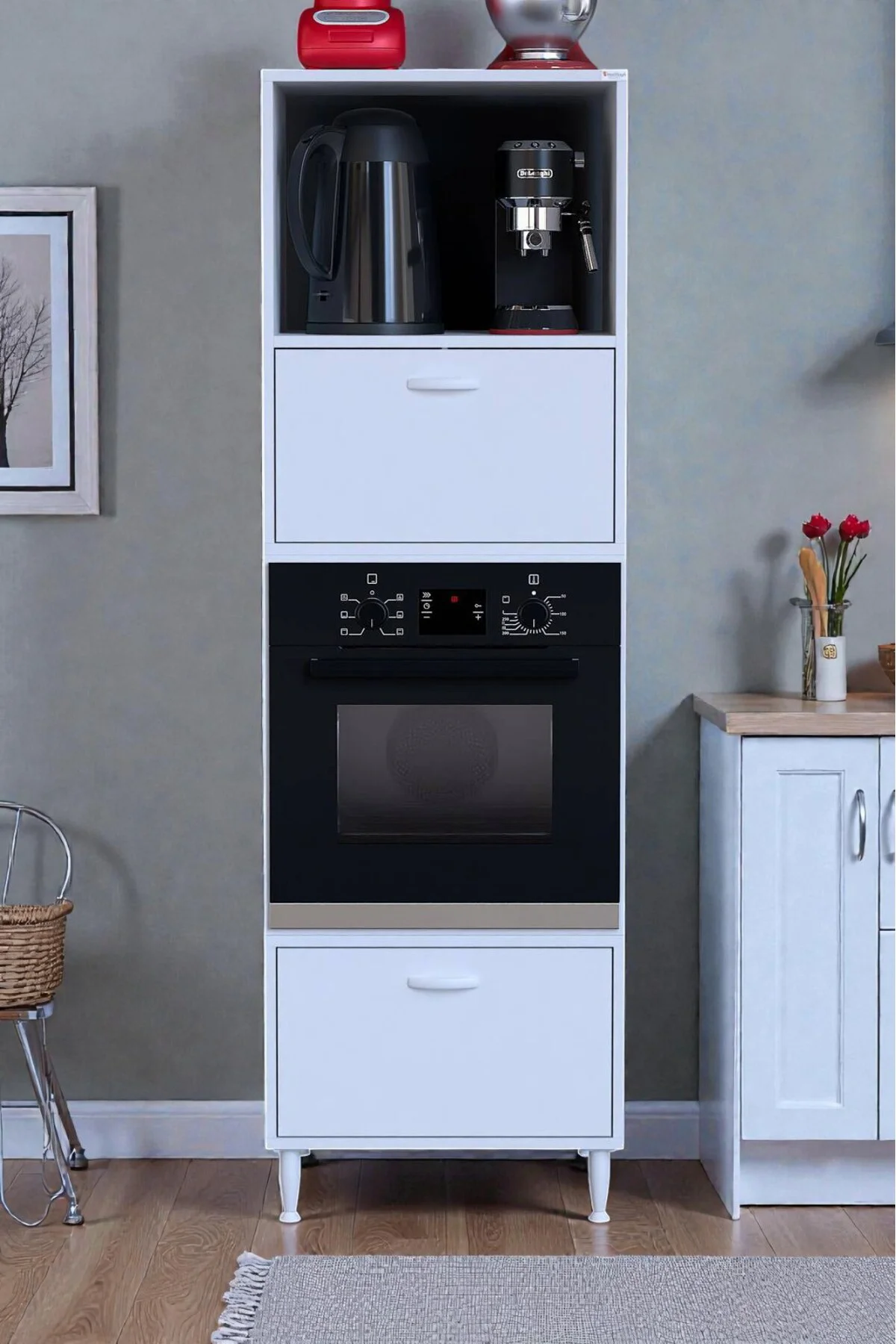 Luno 2 Kapaklı Modüler Dolap Fırın Dolabı 60x185,9x56 cm Geniş Ka Luno 2 Kapaklı Modüler Dolap Fırın Dolabı 60x185,9x56 cm Geniş Ka