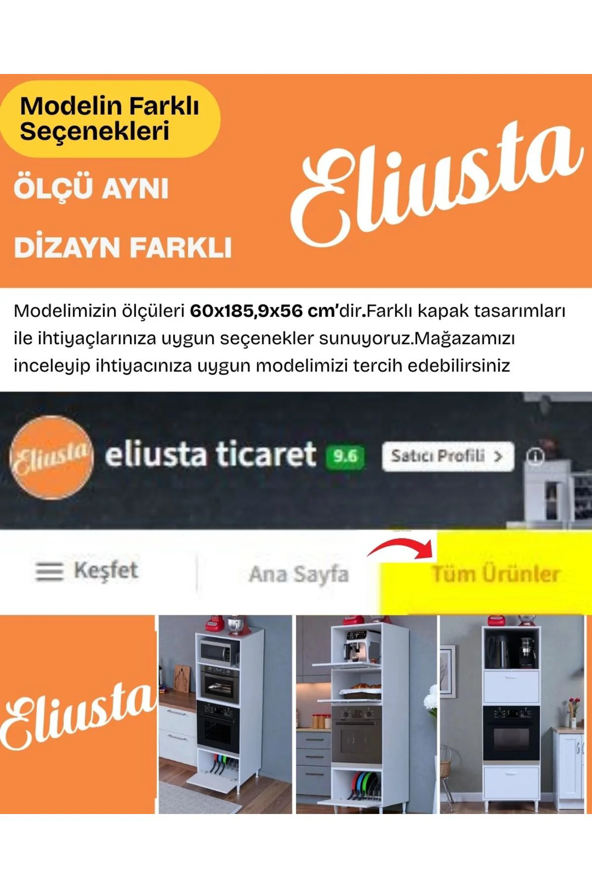Luno 3 Kapaklı Modüler Dolap Fırın Dolabı 60x185,9x56 cm Geniş Ka Luno 3 Kapaklı Modüler Dolap Fırın Dolabı 60x185,9x56 cm Geniş Ka