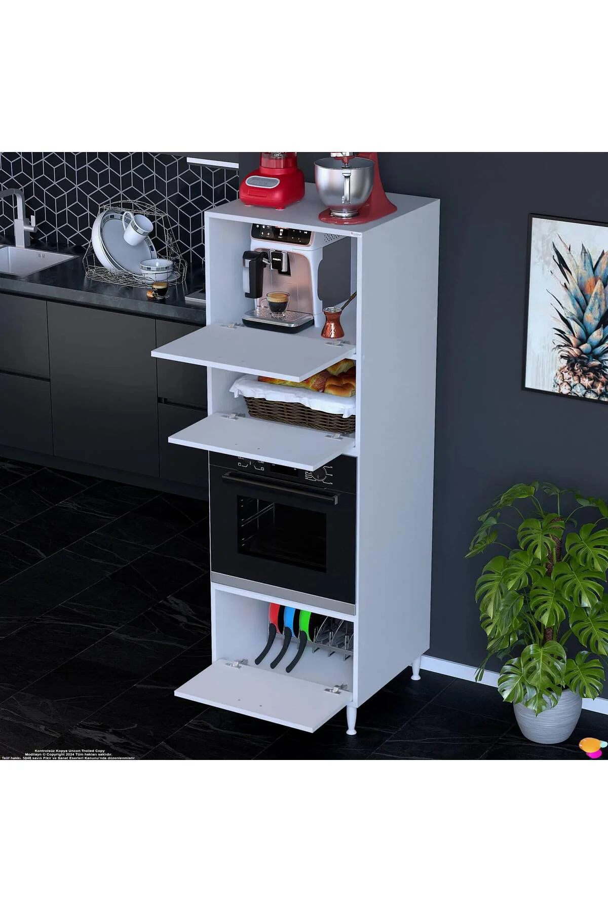 Luno 3 Kapaklı Modüler Dolap Fırın Dolabı 60x185,9x56 cm Geniş Ka Luno 3 Kapaklı Modüler Dolap Fırın Dolabı 60x185,9x56 cm Geniş Ka