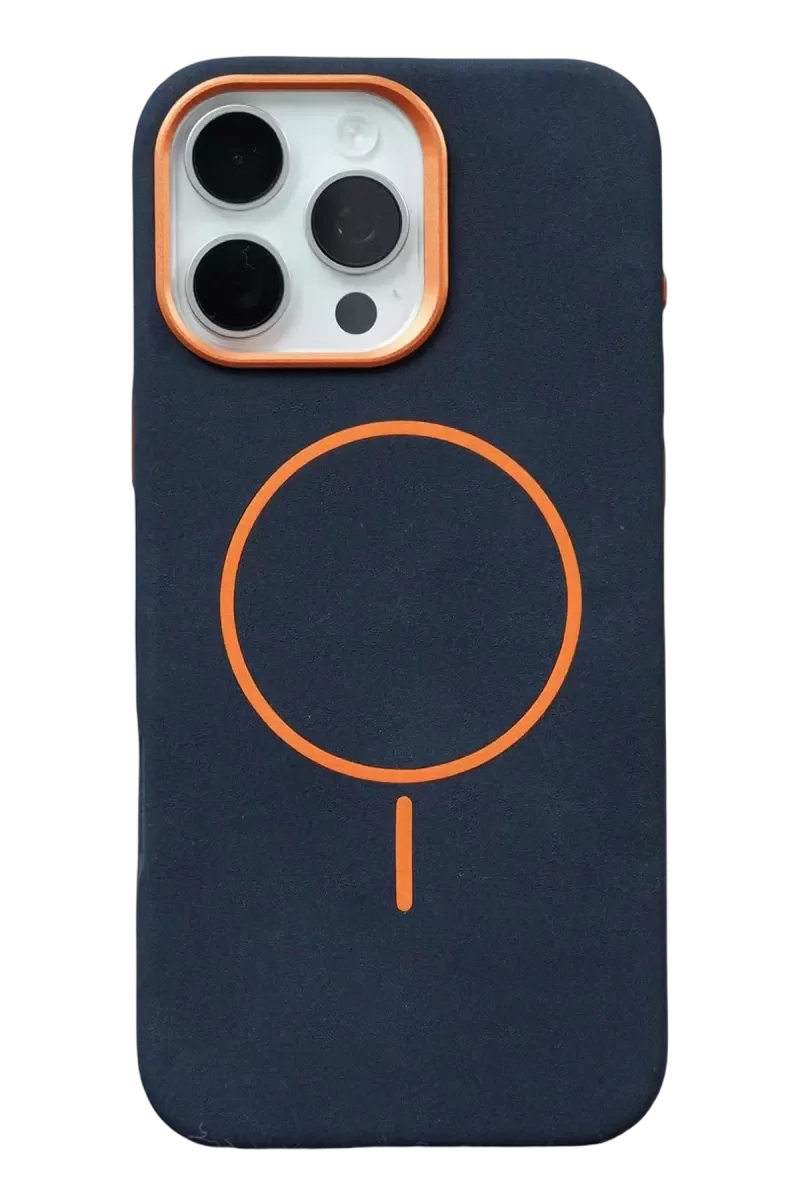 Luno Deri MagSafe Kapak - iPhone 16 Pro Max ile Uyumlu Mavi Deri Kılıf