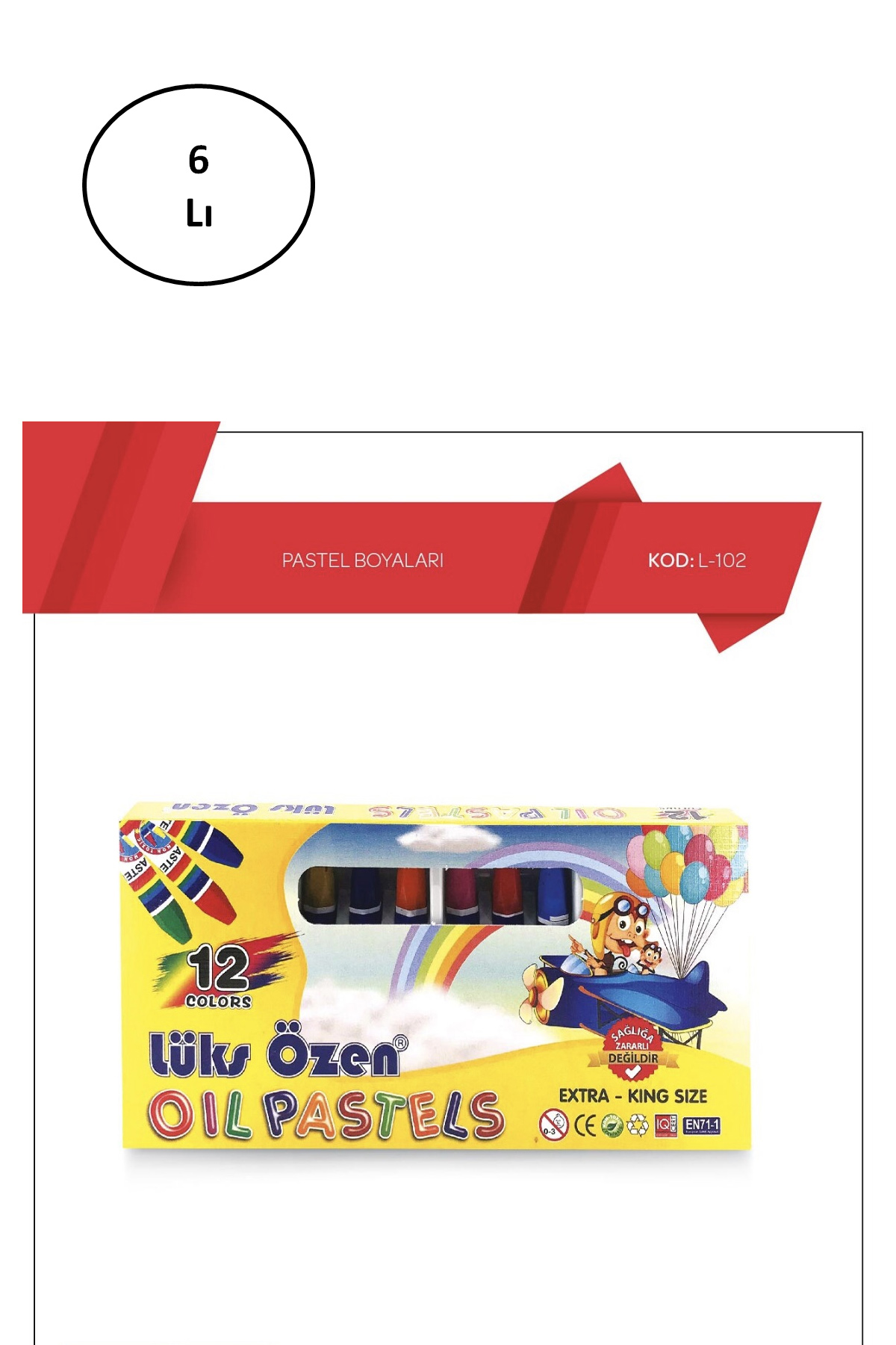 Just Cheap Store Lüözen 12 Renk Karton Pastel Boya 6'Li