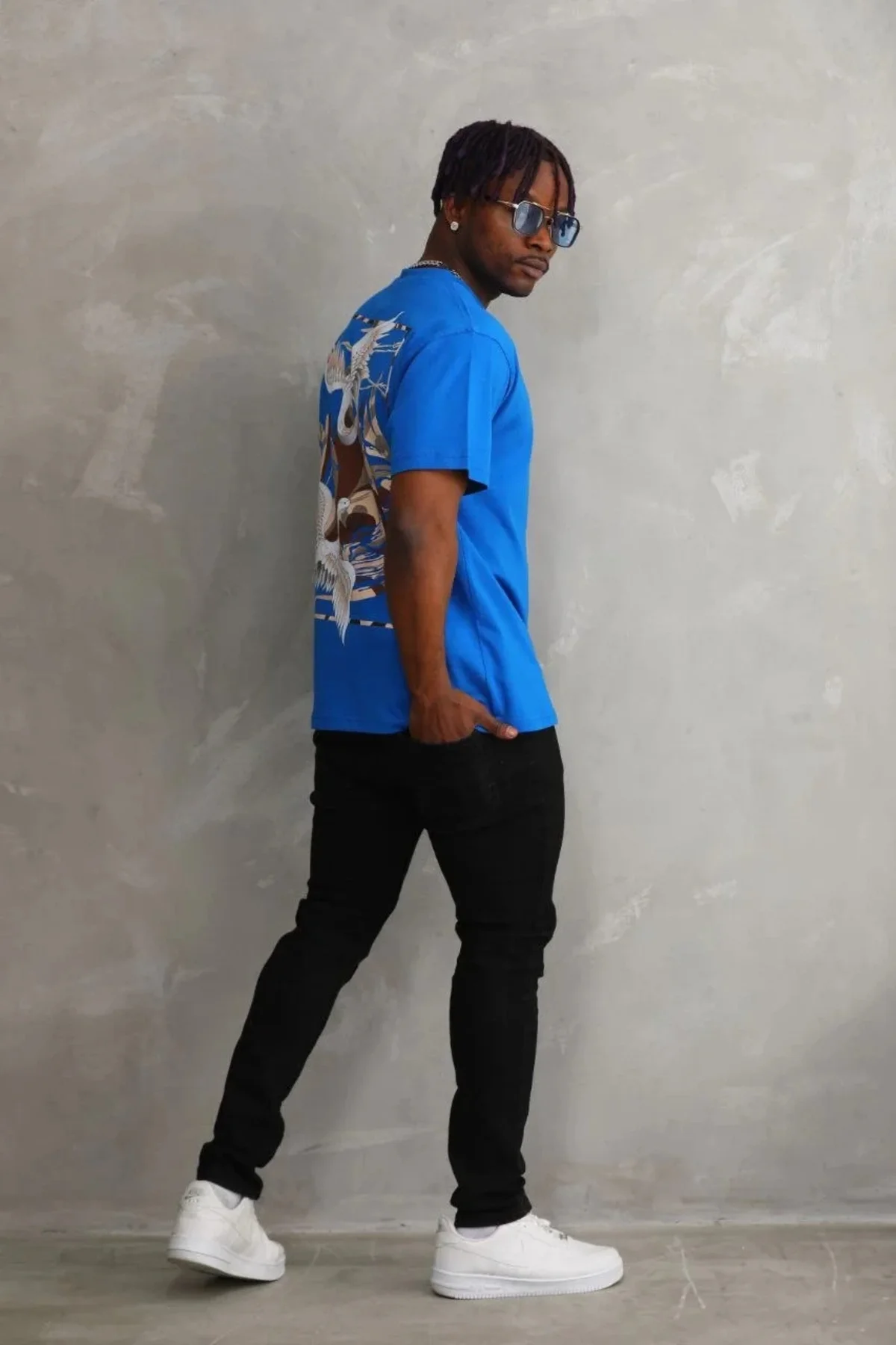 Lushiowear Erkek Baskılı T-Shirt Kısa Kol Bisiklet Yaka Rahat Kalıp Tişört - Mavi Lushiowear Erkek Baskılı T-Shirt Kısa Kol Bisiklet Yaka Rahat Kalıp Tişört - Mavi