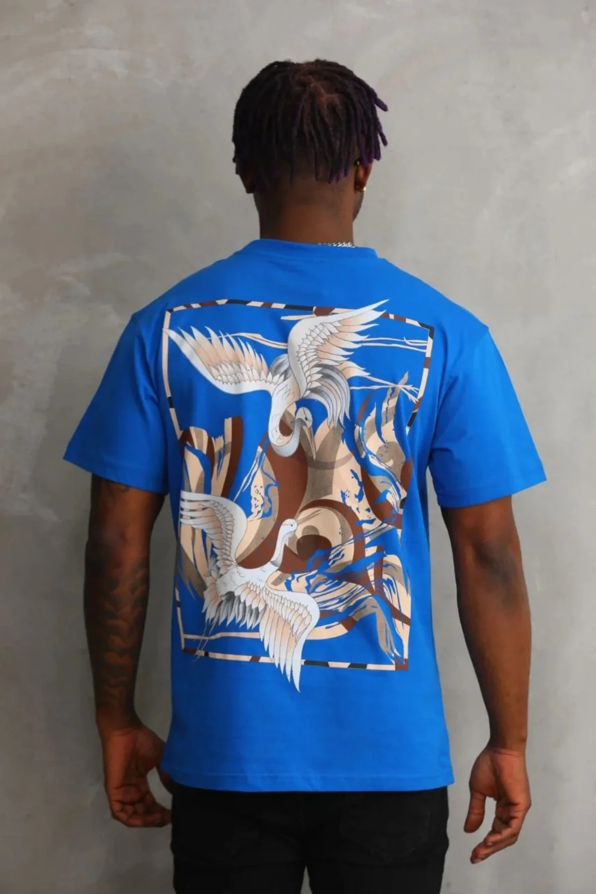 Lushiowear Erkek Baskılı T-Shirt Kısa Kol Bisiklet Yaka Rahat Kalıp Tişört - Mavi Lushiowear Erkek Baskılı T-Shirt Kısa Kol Bisiklet Yaka Rahat Kalıp Tişört - Mavi