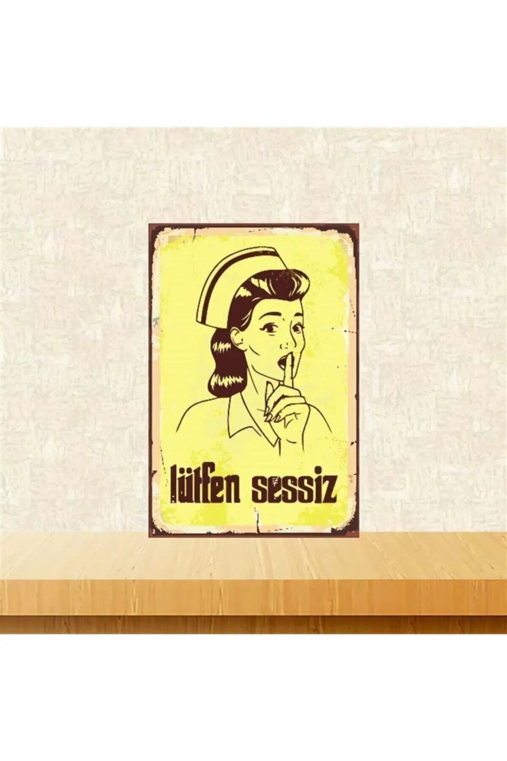 Lütfen Sessiz 20-30 Cm Retro Ahşap Poster