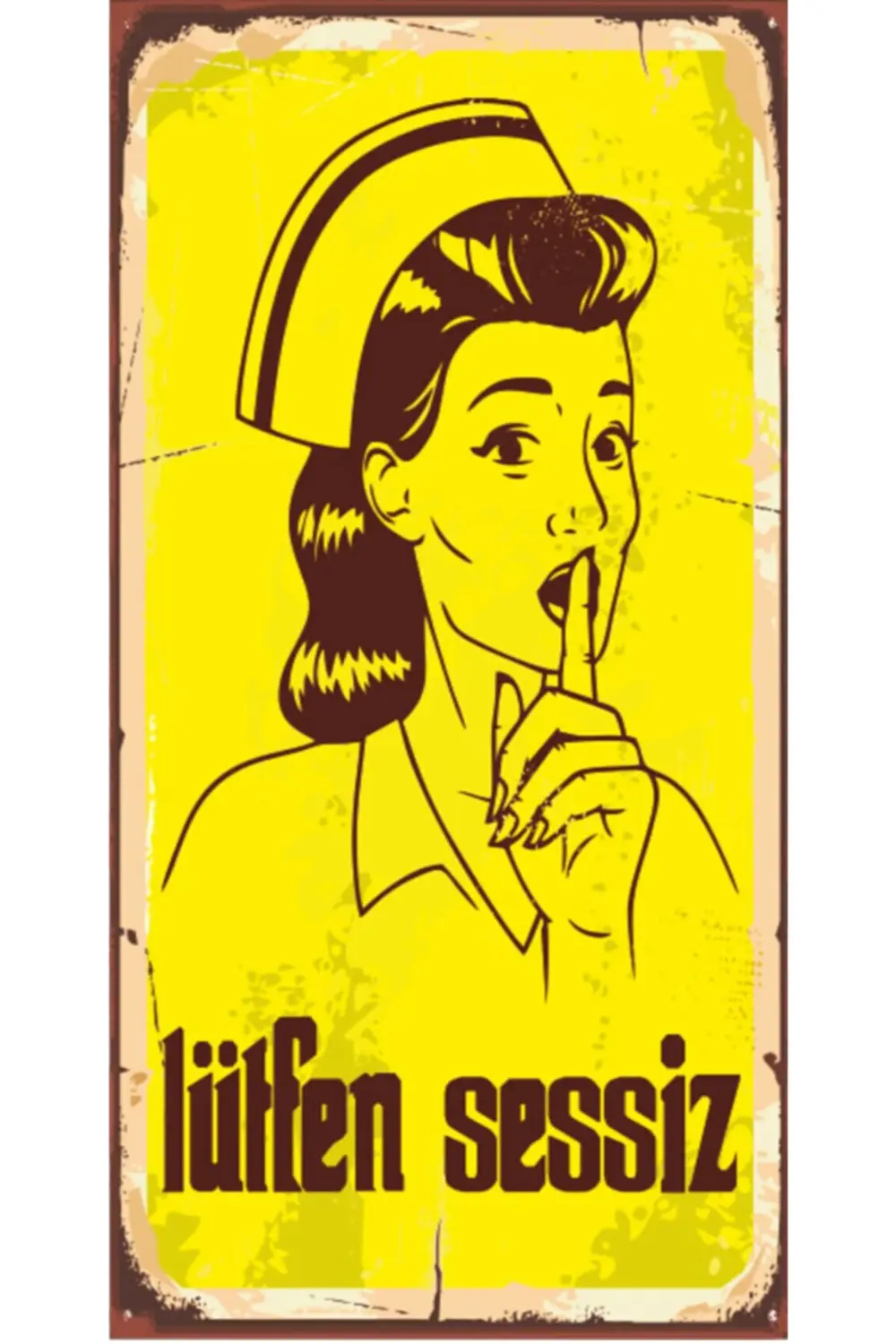Lütfen Sessiz - Retro Ahşap Poster – Özel Koleksiyon – Hbb