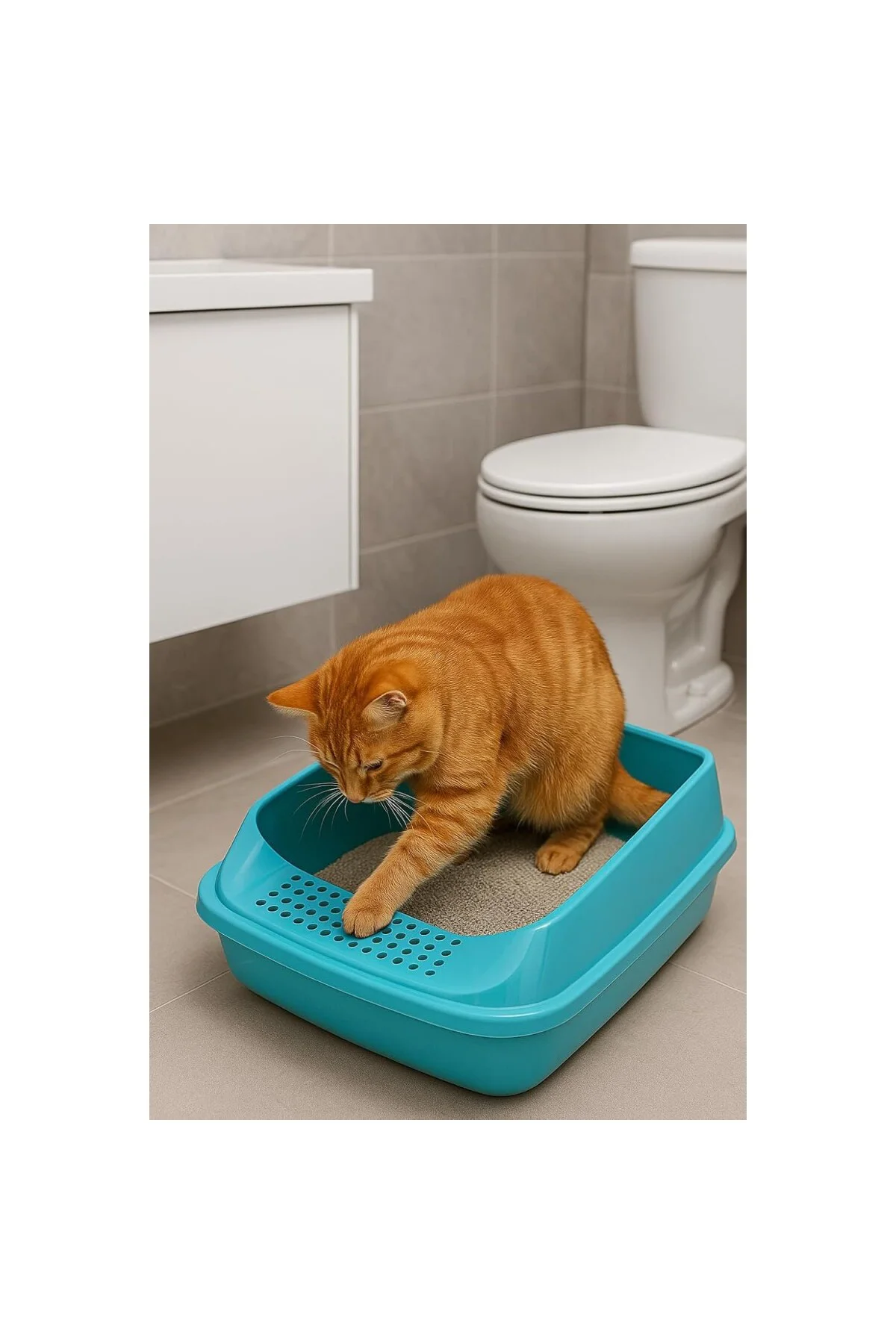 Lüx Açık Kedi Tuvalet Kabı Seti - Yüksek Kenarlı, Sıçrama Önleyic