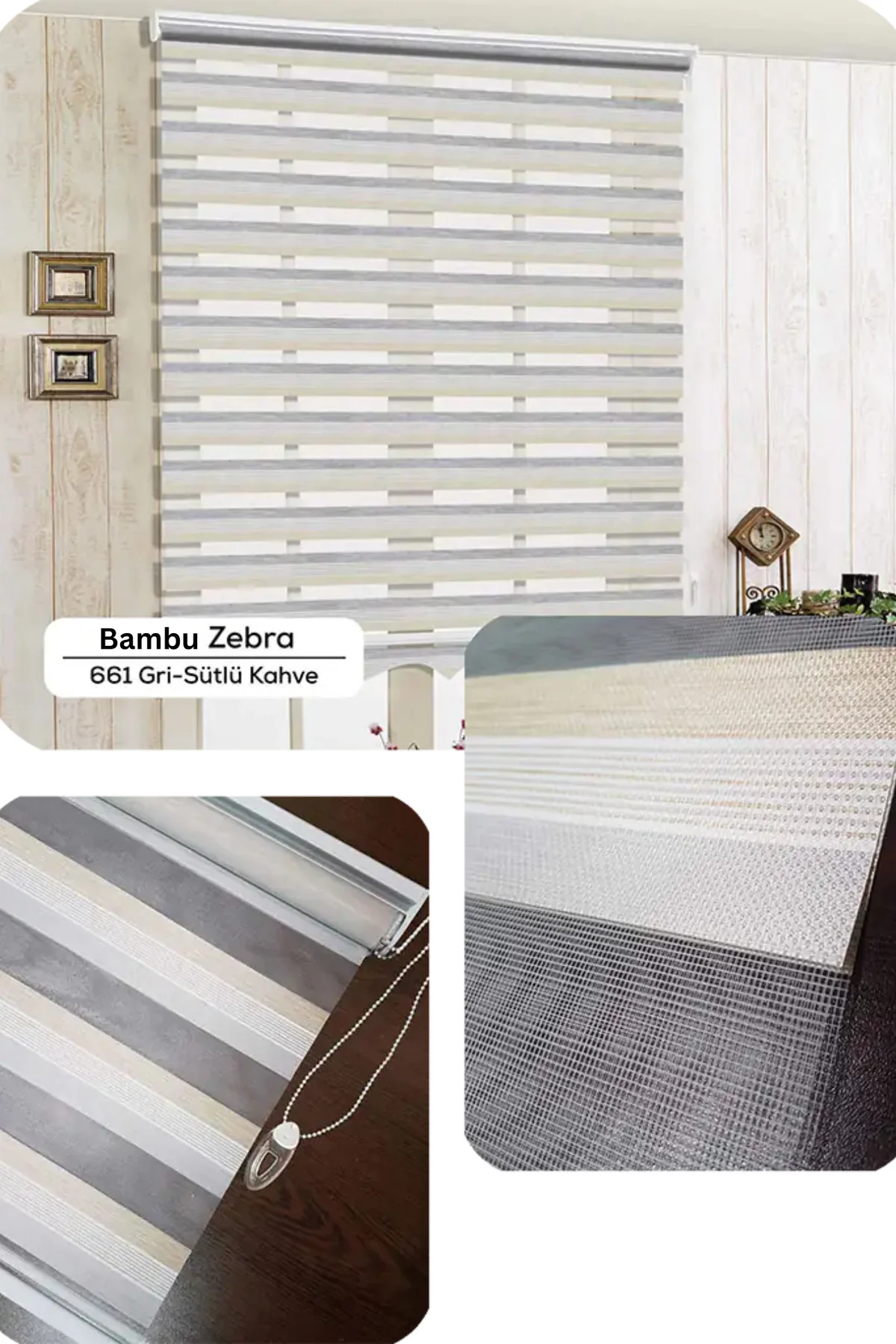 Lux Bambu Renk Geçişli Zebra Stor Perde, Alüminyum Kasalı Yüksek 