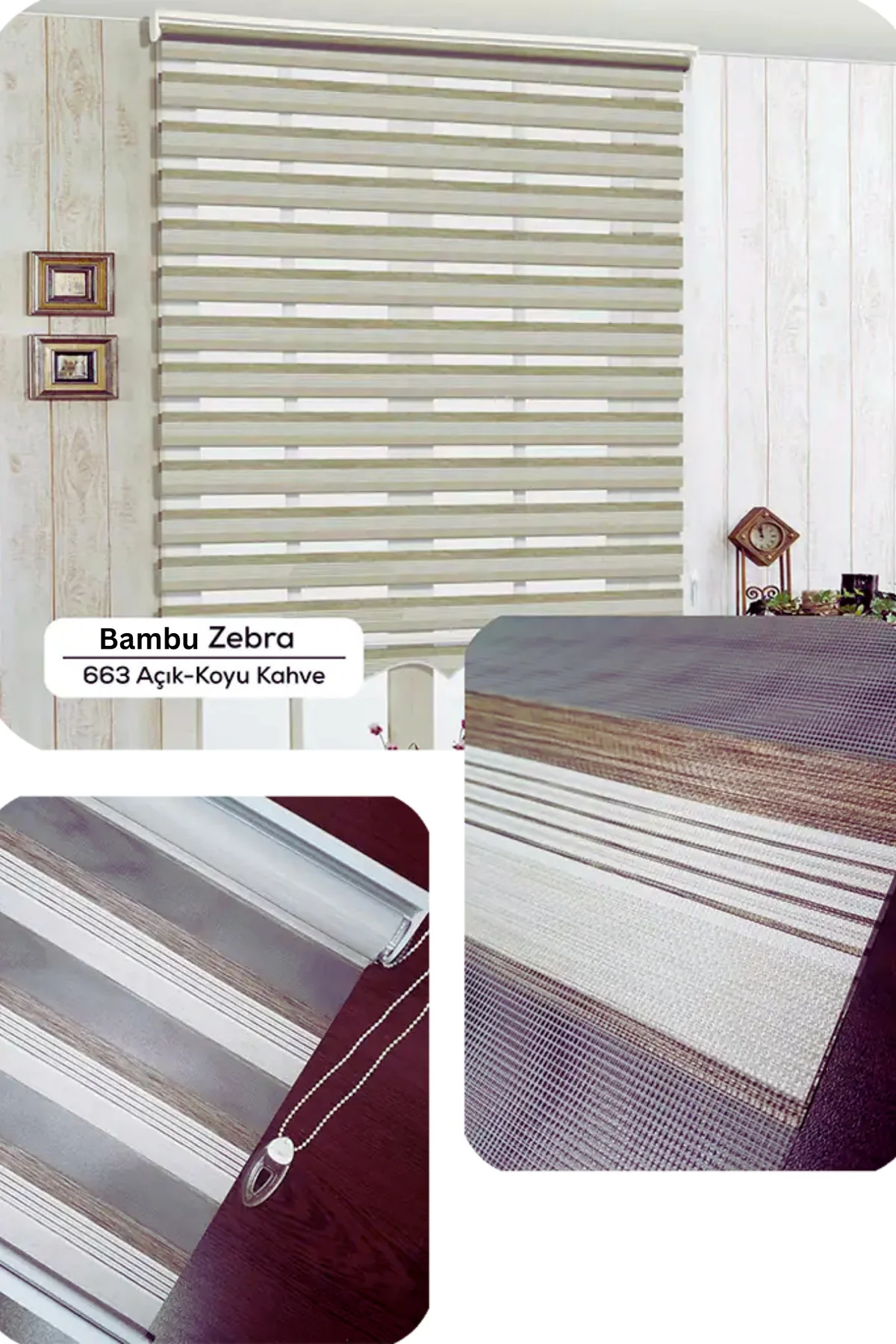 Lux Bambu Renk Geçişli Zebra Stor Perde Alüminyum Kasalı Yüksek K