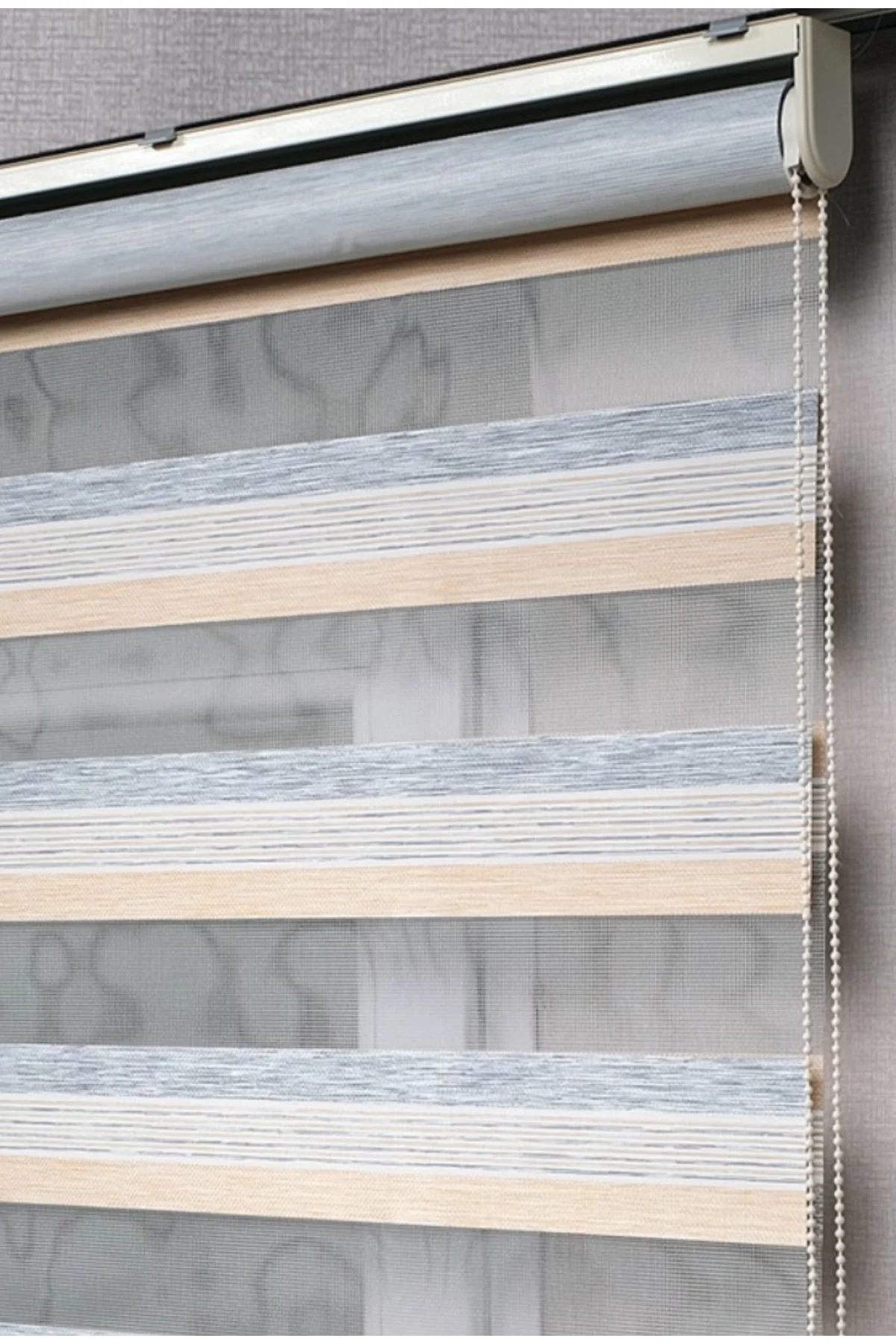 Lux Bambu Renk Geçişli Zebra Stor Perde, Alüminyum Kasalı Yüksek 