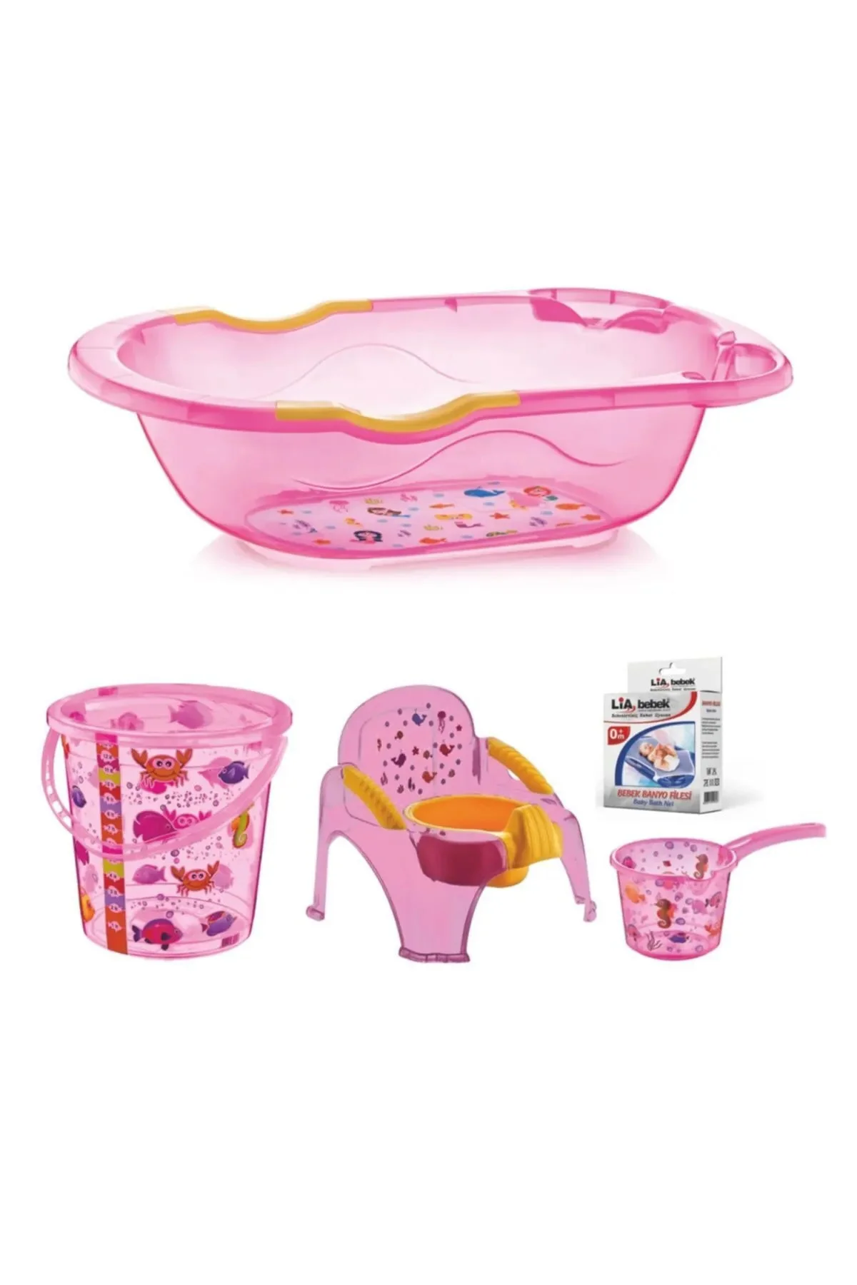 Lüx Bebek Yıkama Banyo Küvet Seti 5 Parça Pembe