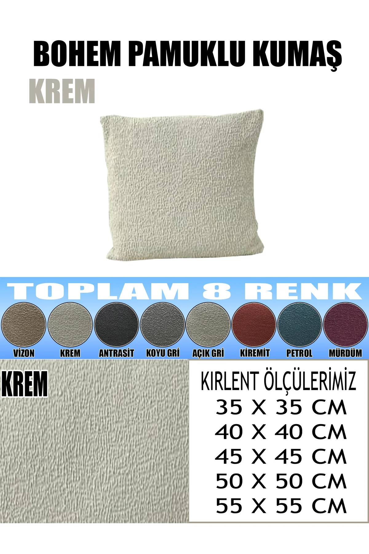 LUX BOHEM PAMUKLU KUMAŞ 2 ADET KİRLENT KILIFI