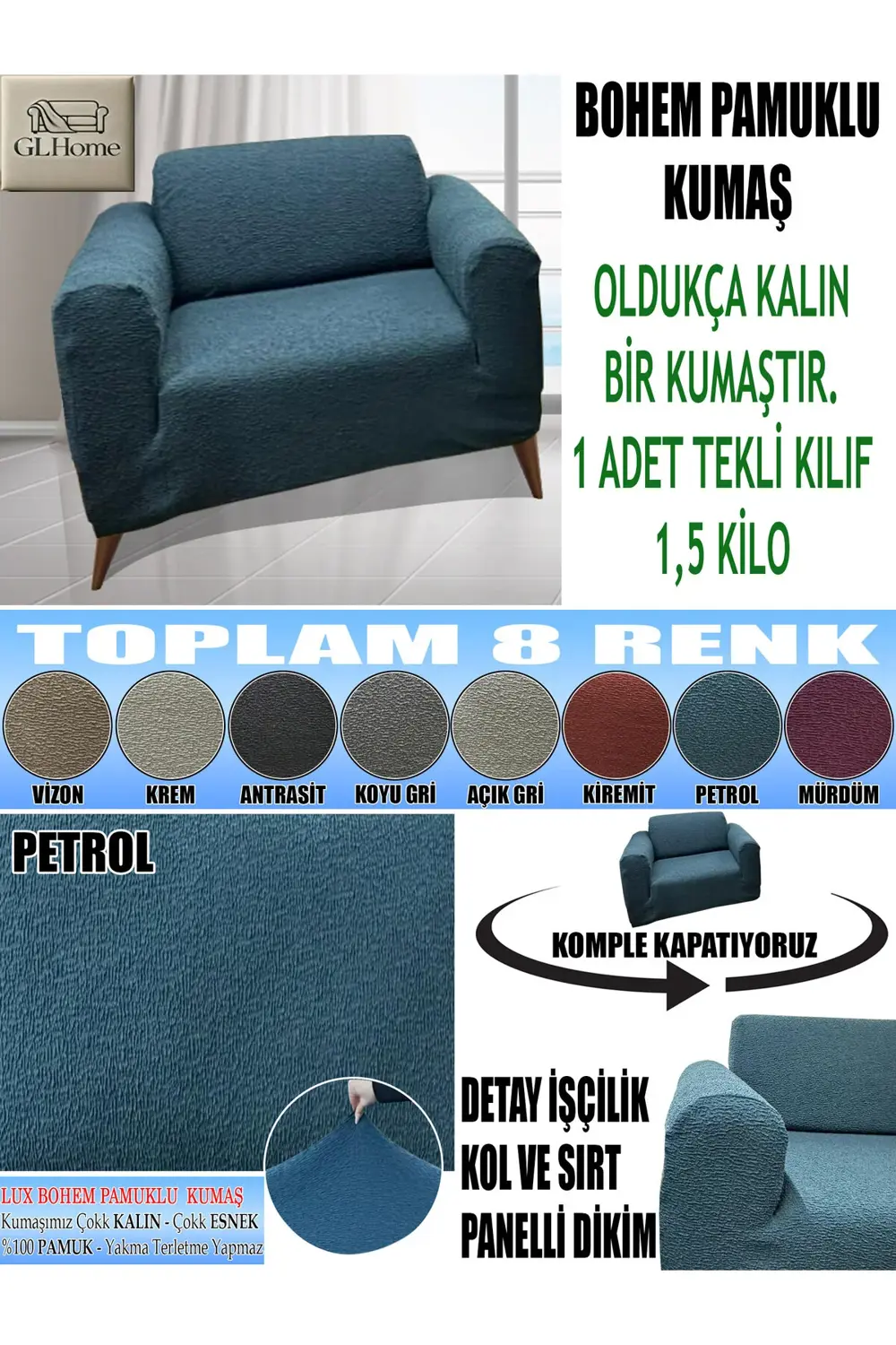 LUX BOHEM PAMUKLU KUMAŞ TEKLİ KOMPLE GİYDİRME TEKLİ & BERJER , OL