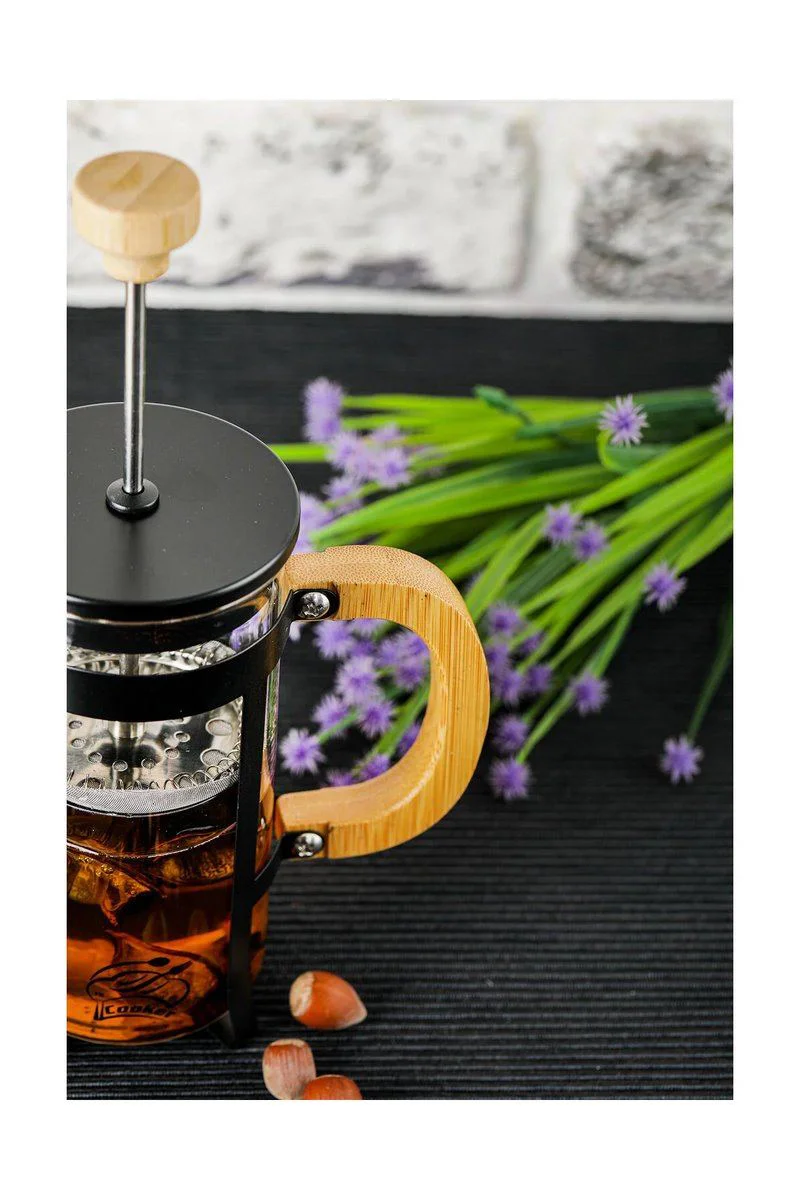 Lüx Cam French Press 350 ml - Siyah Bambu Kahve Filtresi Fiyatı, Yorumları ve Özellikleri