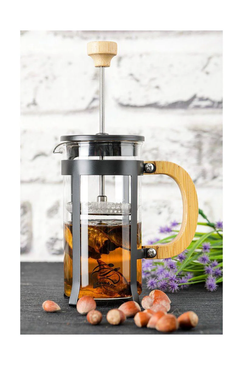 Lüx Cam French Press 350 ml - Siyah Bambu Kahve Filtresi Fiyatı, Yorumları ve Özellikleri
