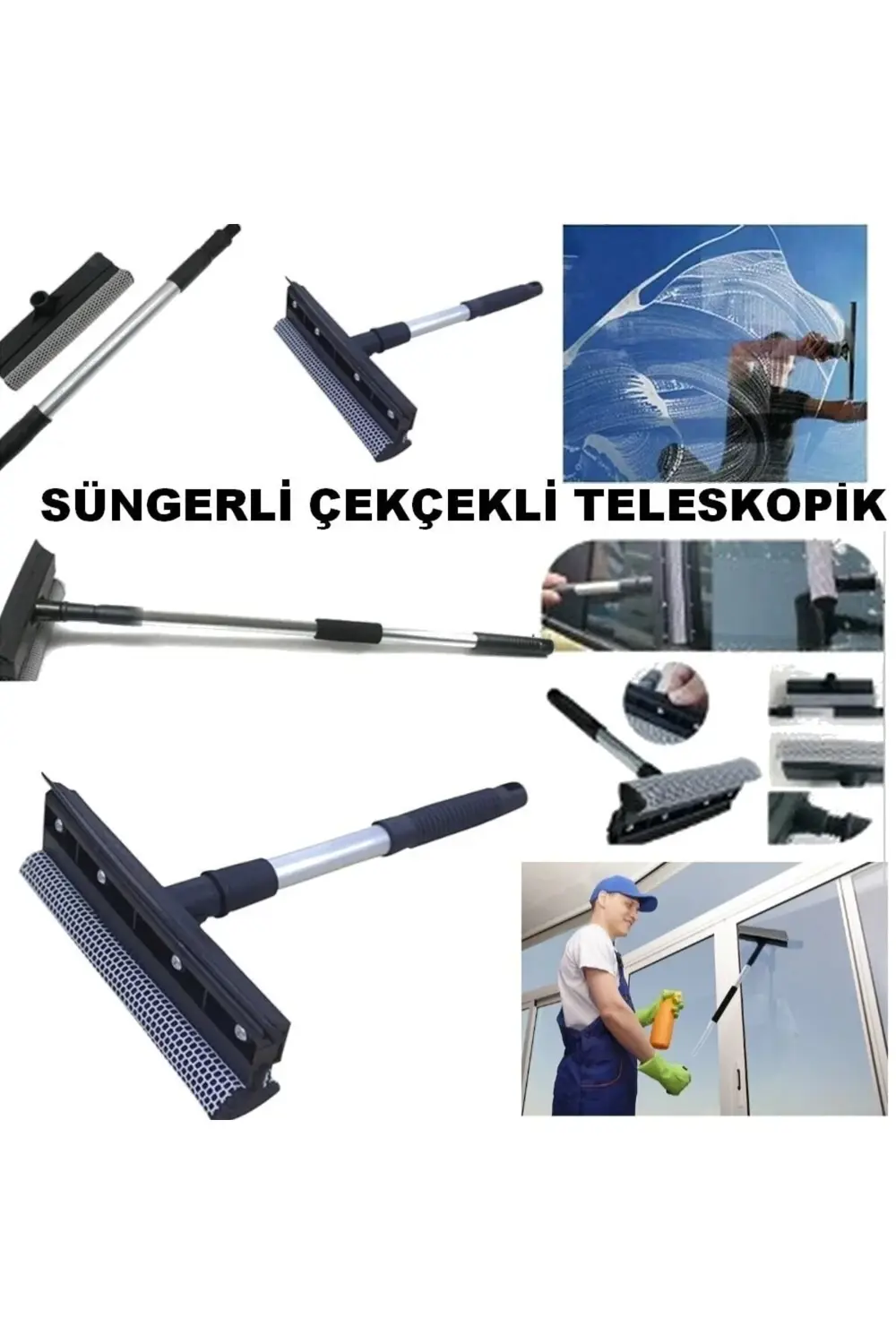Lüx Cift Tarafli Teleskopik Cam Silme Paspası Ve Cekpasi Uzayıp K