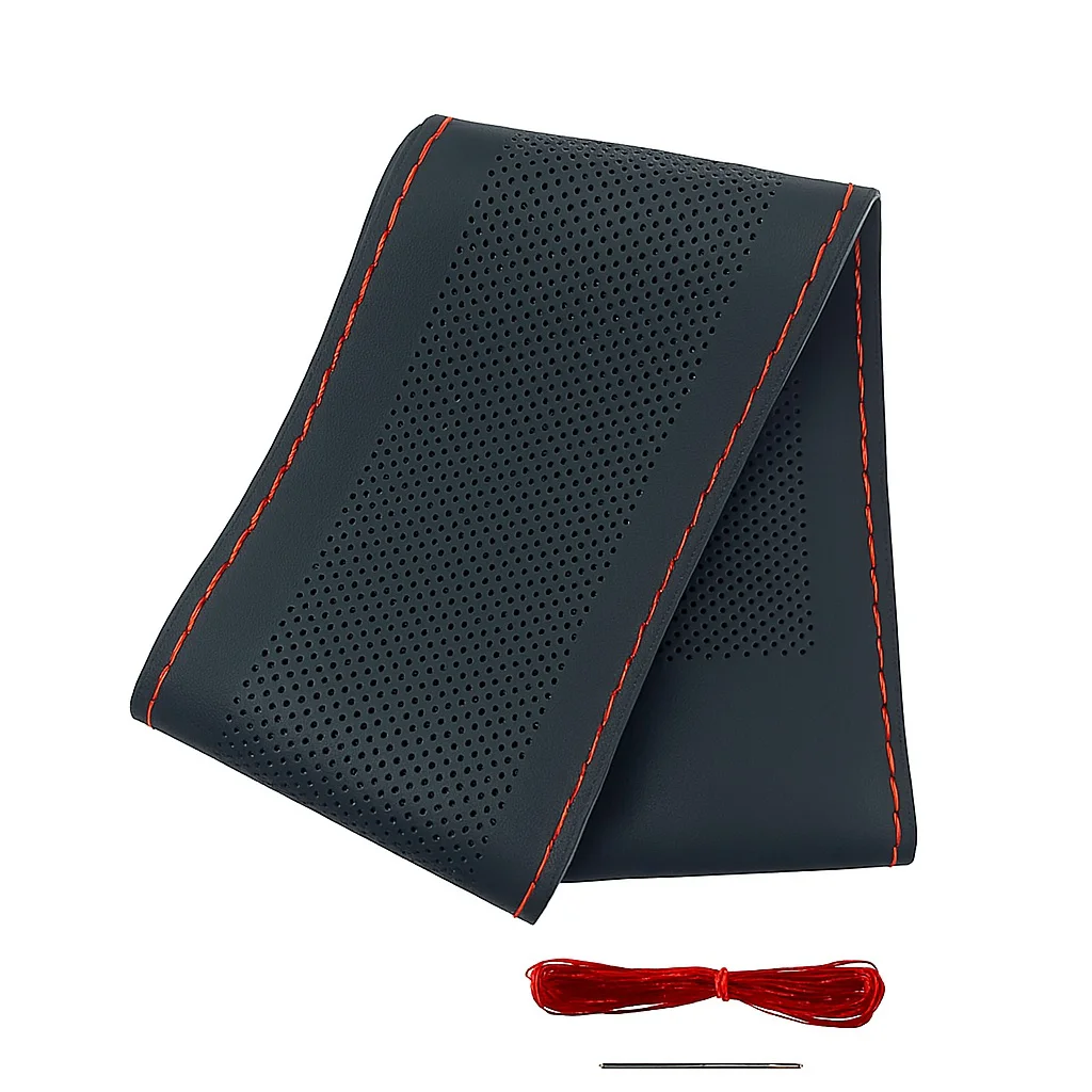 Lüx Desenli Deri Dikme Direksiyon Kılıfı 38-40cm Siyah Kırmızı Dikişli OND378 Lüx Desenli Deri Dikme Direksiyon Kılıfı 38-40cm Siyah Kırmızı Dikişli OND378