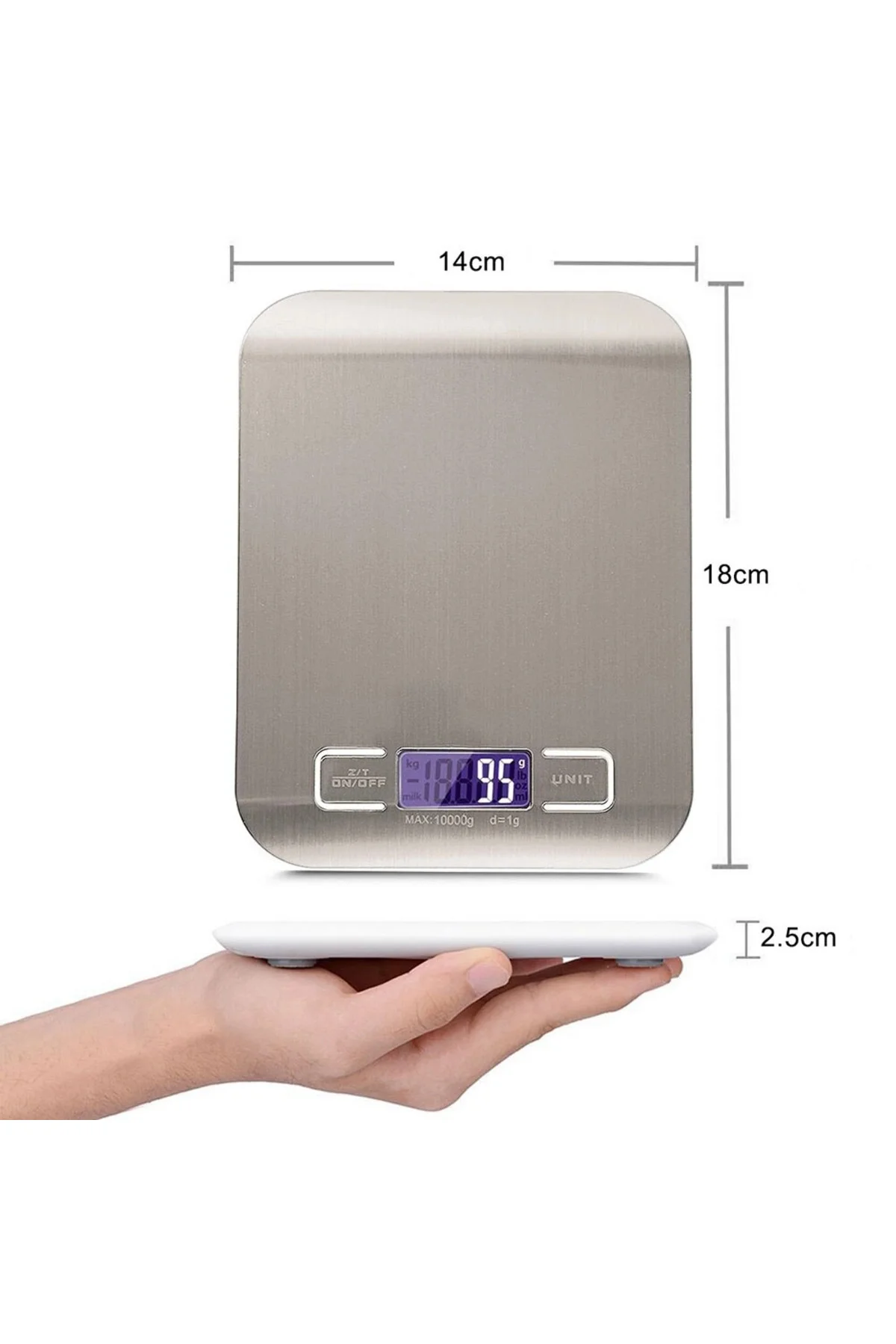 Lüx Dijital Mutfak Terazisi 5 Kg 1 Gr Hassas Paslanmaz Çelik + Pil - Görsel 2
