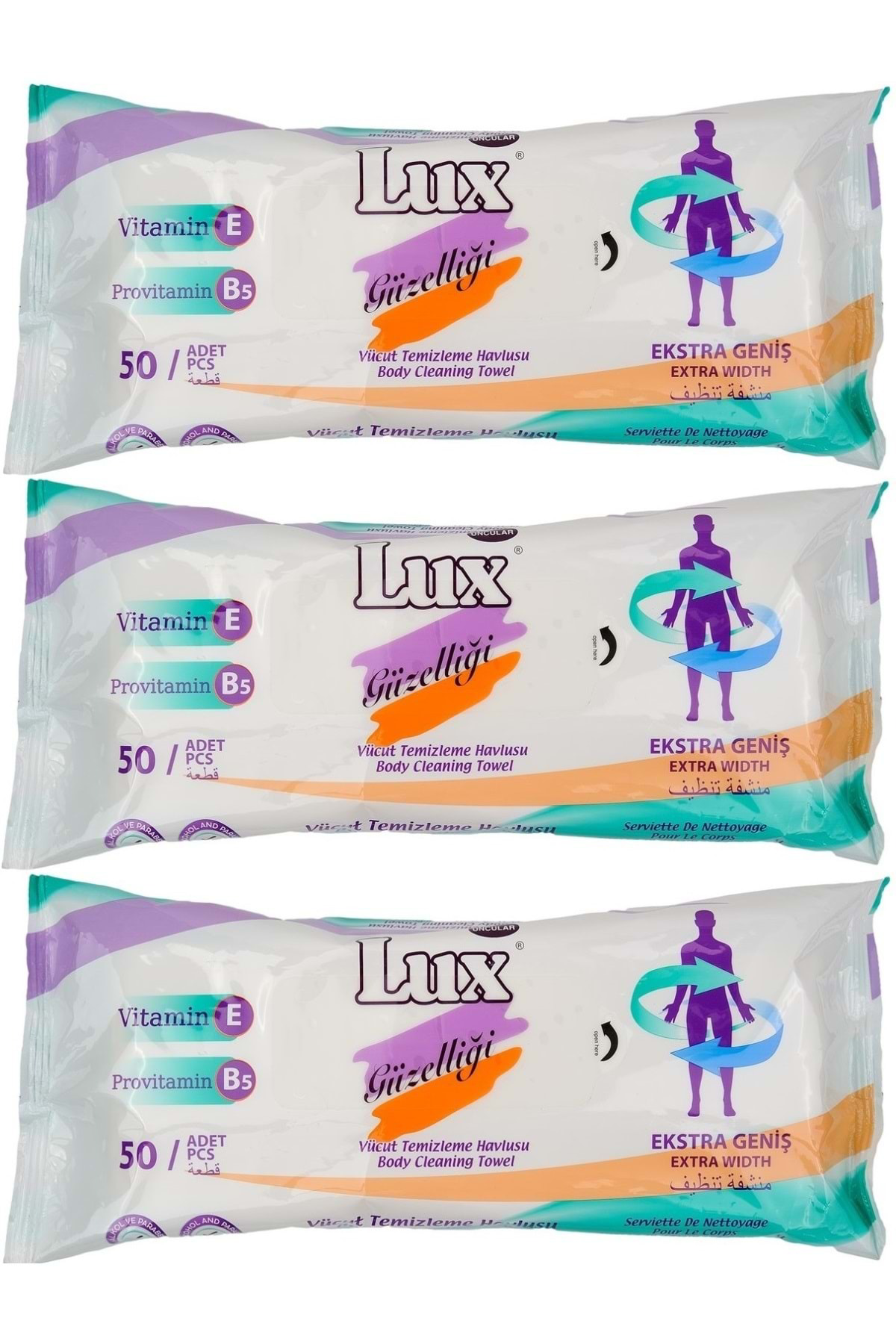 Lüx Hasta Vücut Temizleme Islak Mendil Havlu 50 Yaprak Xl (3 Lü S