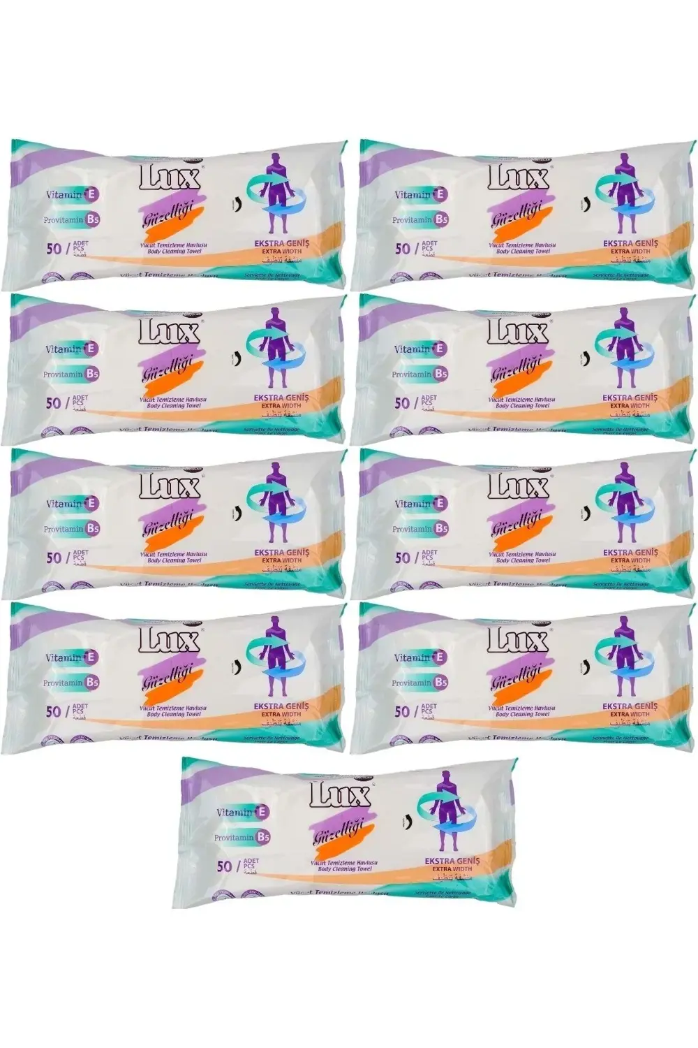 Lüx Hasta Vücut Temizleme Islak Mendil Havlu 50 Yaprak Xl (9 Lu S