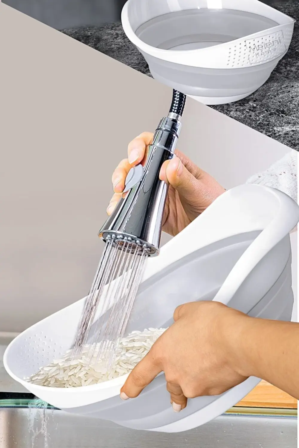 Lüx Katlanır Pirinç Süzgeci - Akordiyon Katlanabilir Süzgeç