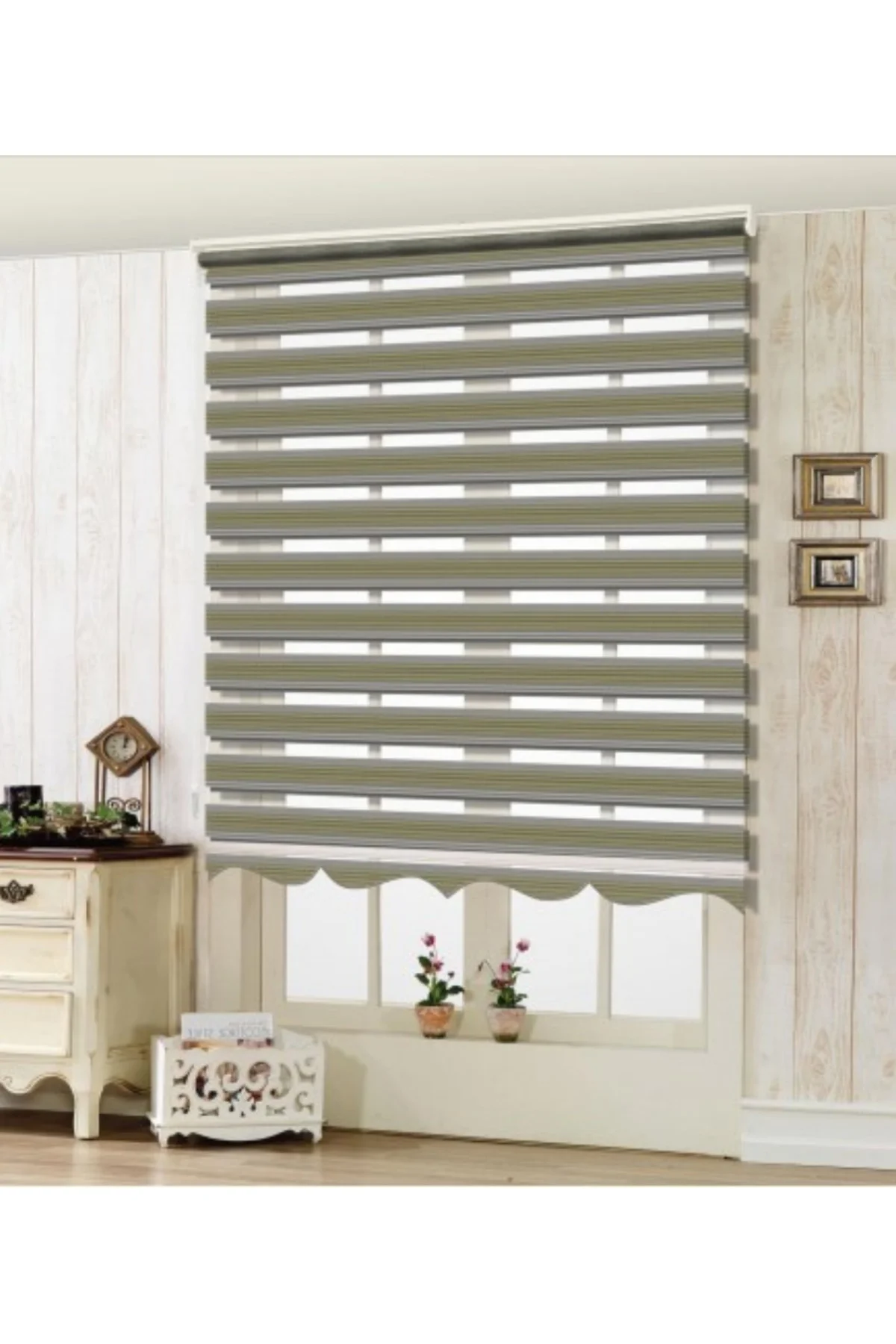 Lux Keten Plise Renk Geçişli Zebra Stor Perde, Alüminyum Kasalı Y