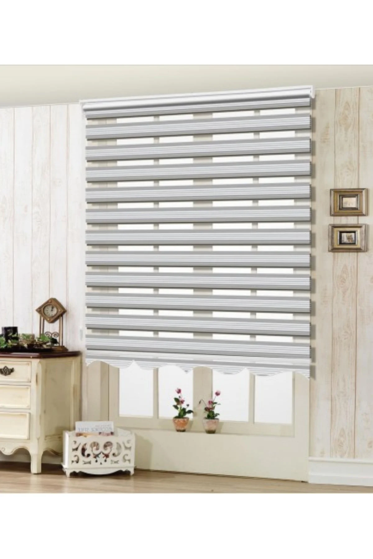 Lux Keten Plise Renk Geçişli Zebra Stor Perde, Alüminyum Kasalı Y