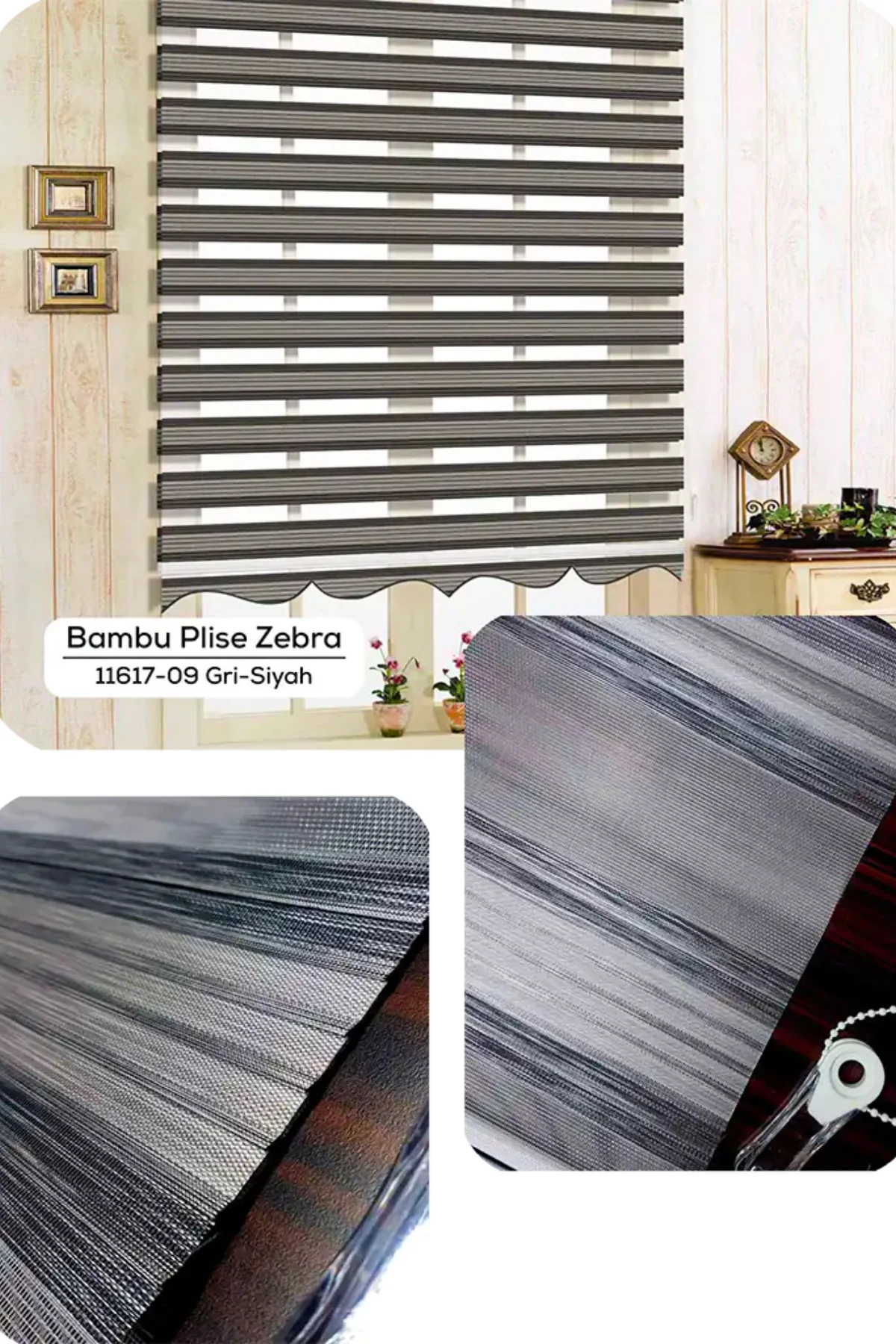 Lux Keten Plise Renk Geçişli Zebra Stor Perde, Alüminyum Kasalı Y