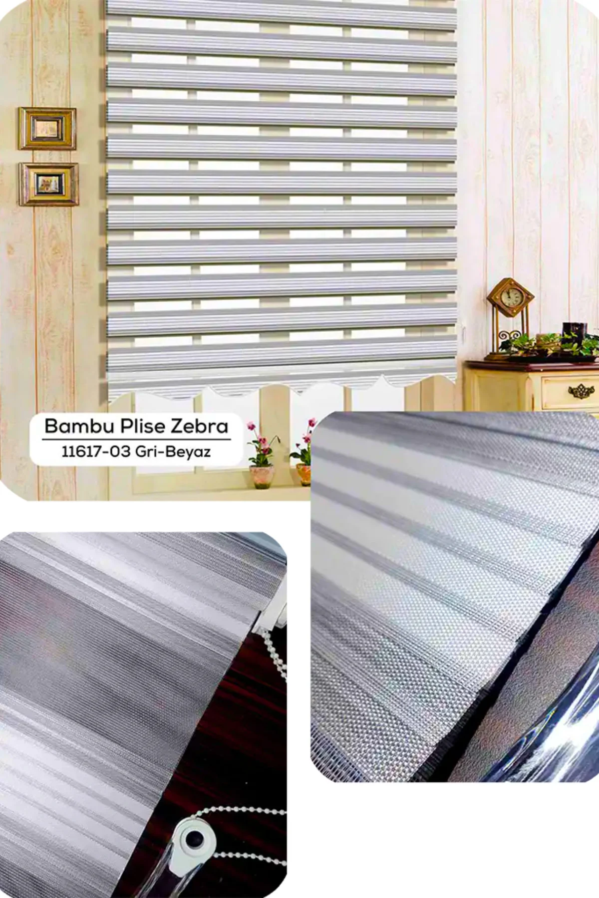Lux Keten Plise Renk Geçişli Zebra Stor Perde, Alüminyum Kasalı Y