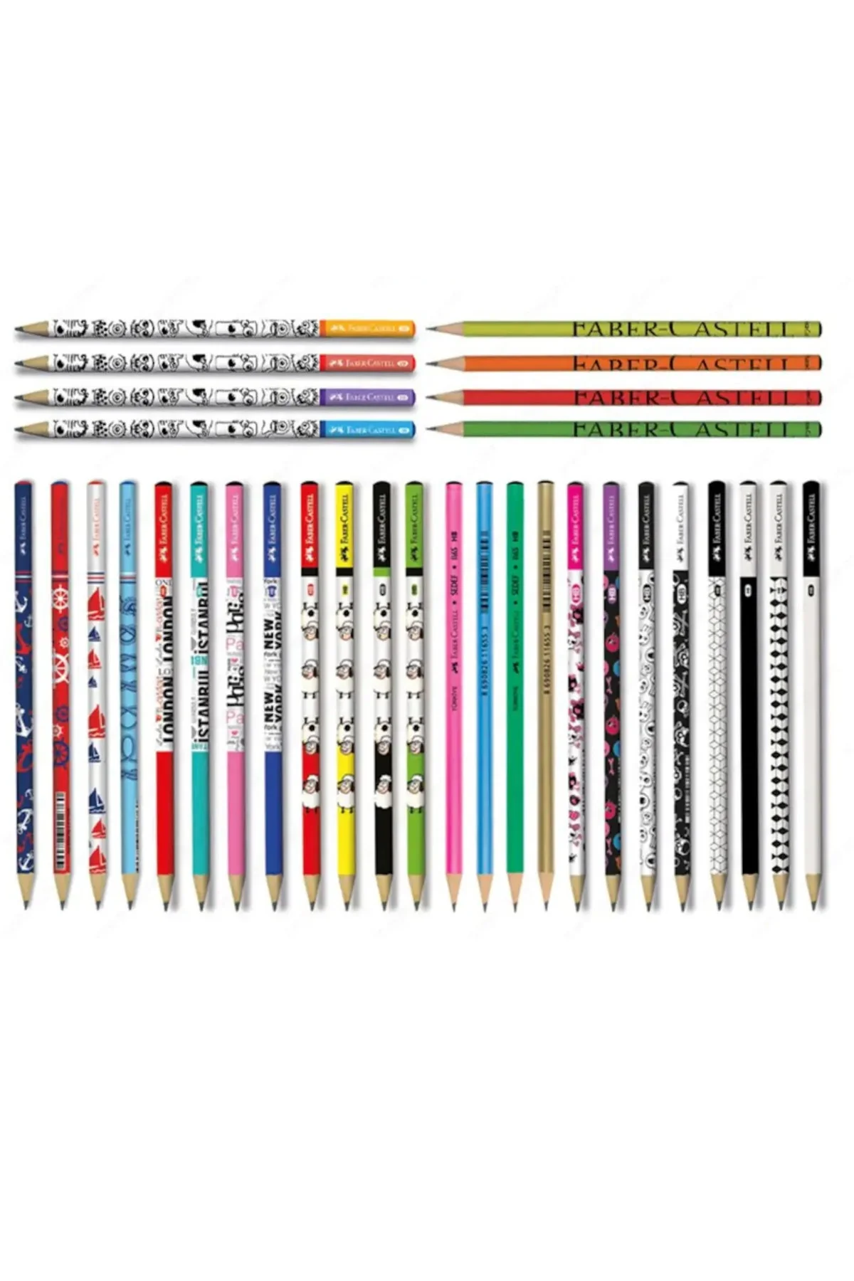 Lüx Mercanlı Karışık Yuvarlak Kurşun Kalem 12 Adet