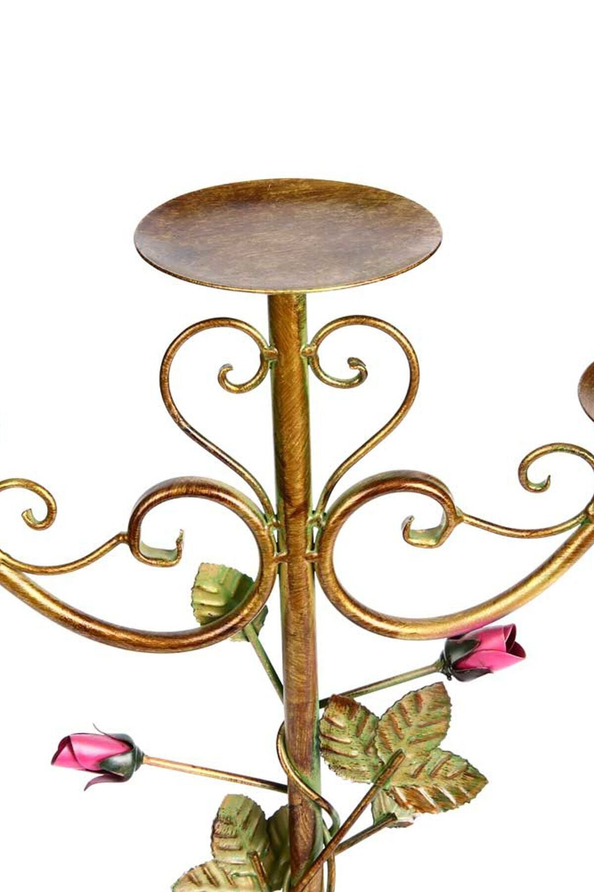 Vitale Lux Metal Çiçekli Mumluk