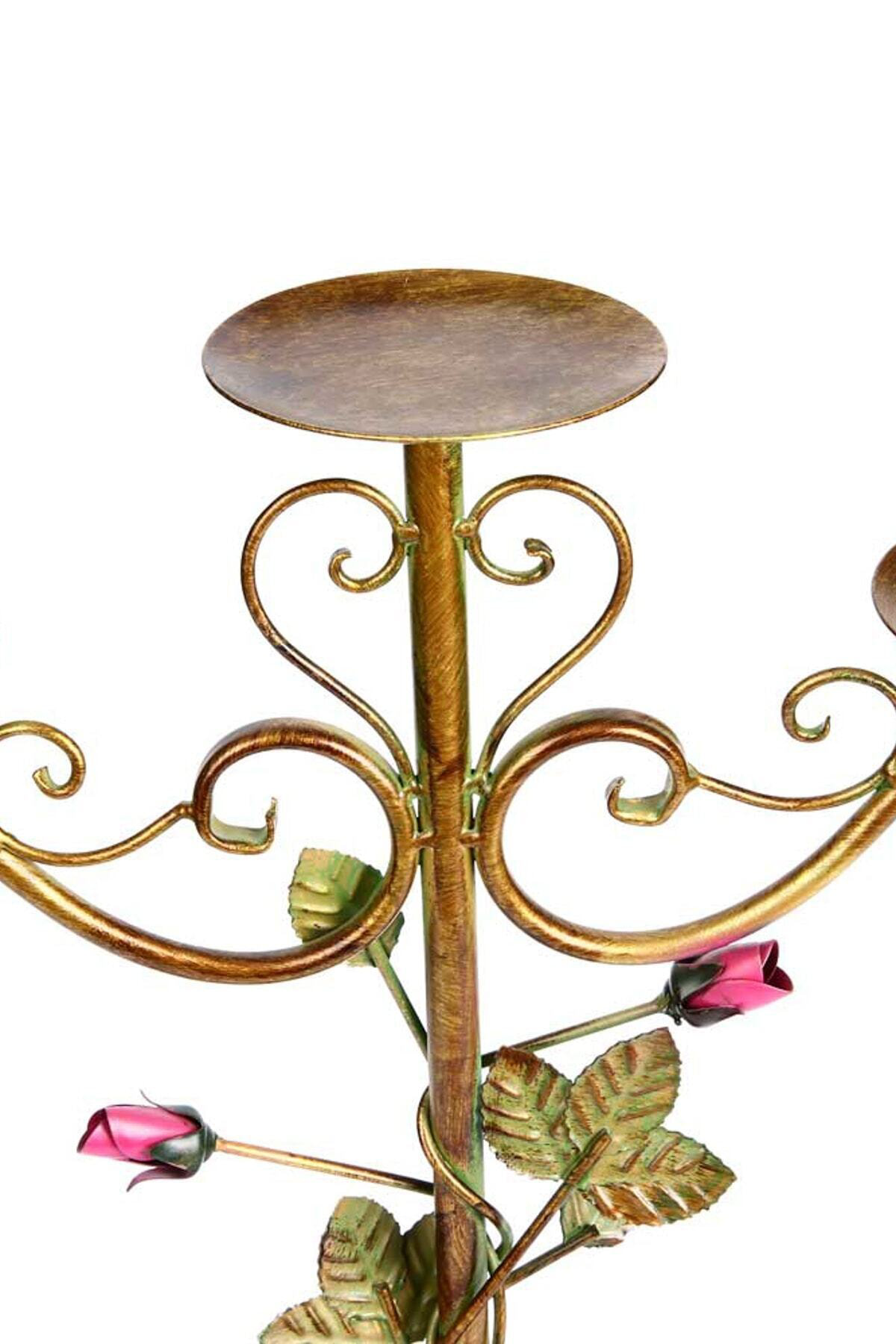 Vitale Lux Metal Çiçekli Mumluk