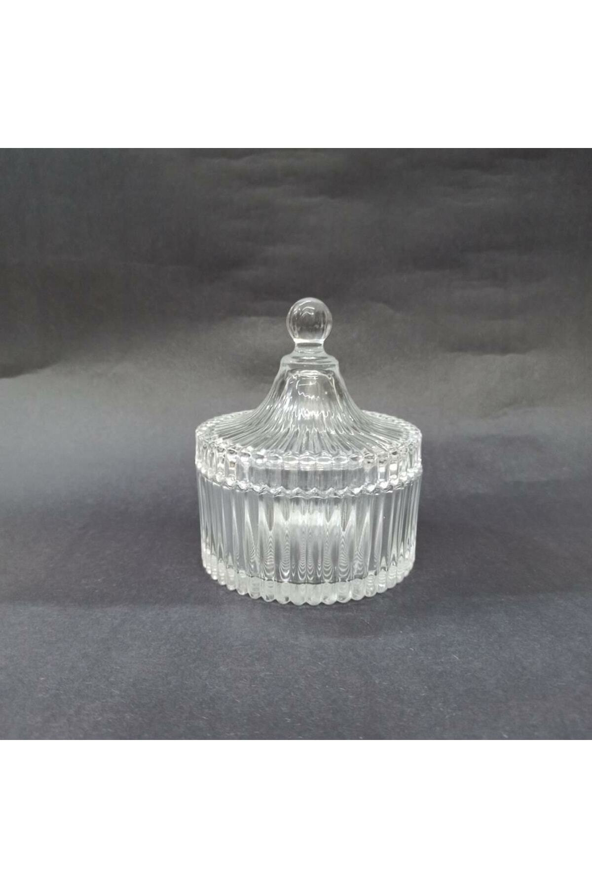 Lüx Orta Boy Kesme Kapaklı Cam Şekerlik 14x6cm