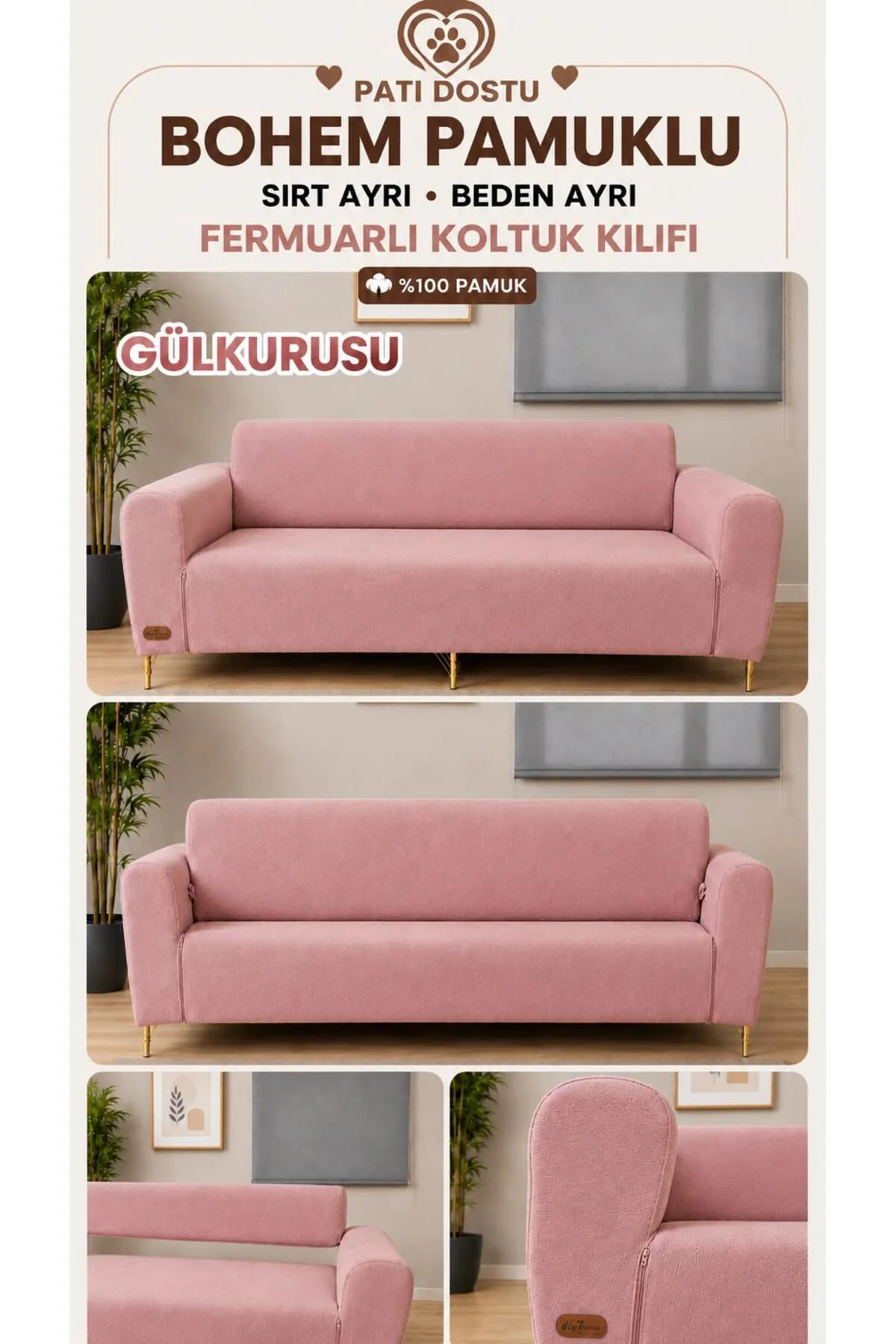 LÜX PAMUKLU BOHEM KUMAŞ - KOLTUK, KANEPE KILIFI, SIRT AYRI, BEDEN AYRI FERMUARLI DİKİM KOLTUĞUNUZU KOMPLE KAPATIR Fiyatı, Yorumları ve Özellikleri