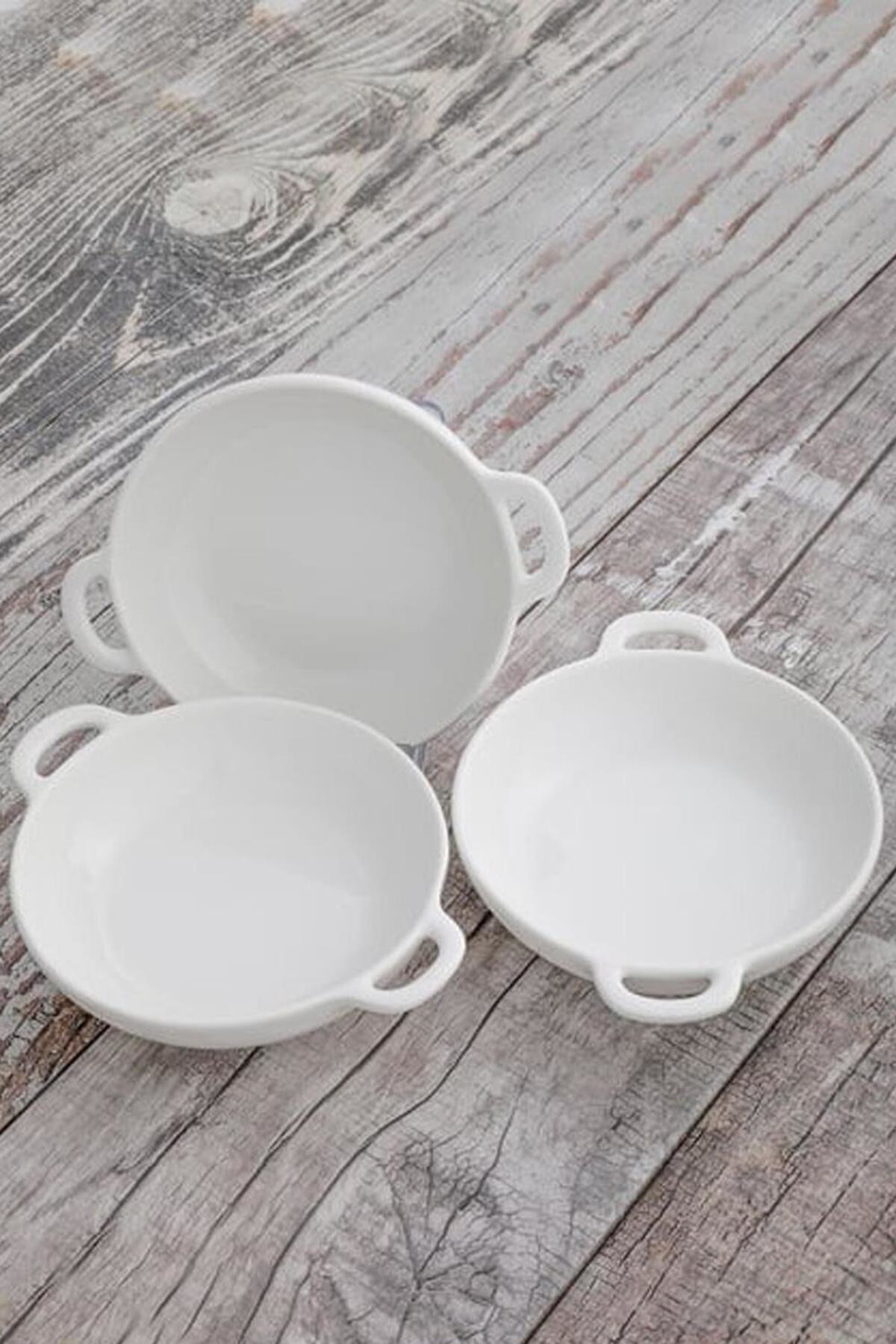 Lüx Porselen 3'lü Meze Tabağı 15x12.1x3.5 Cm