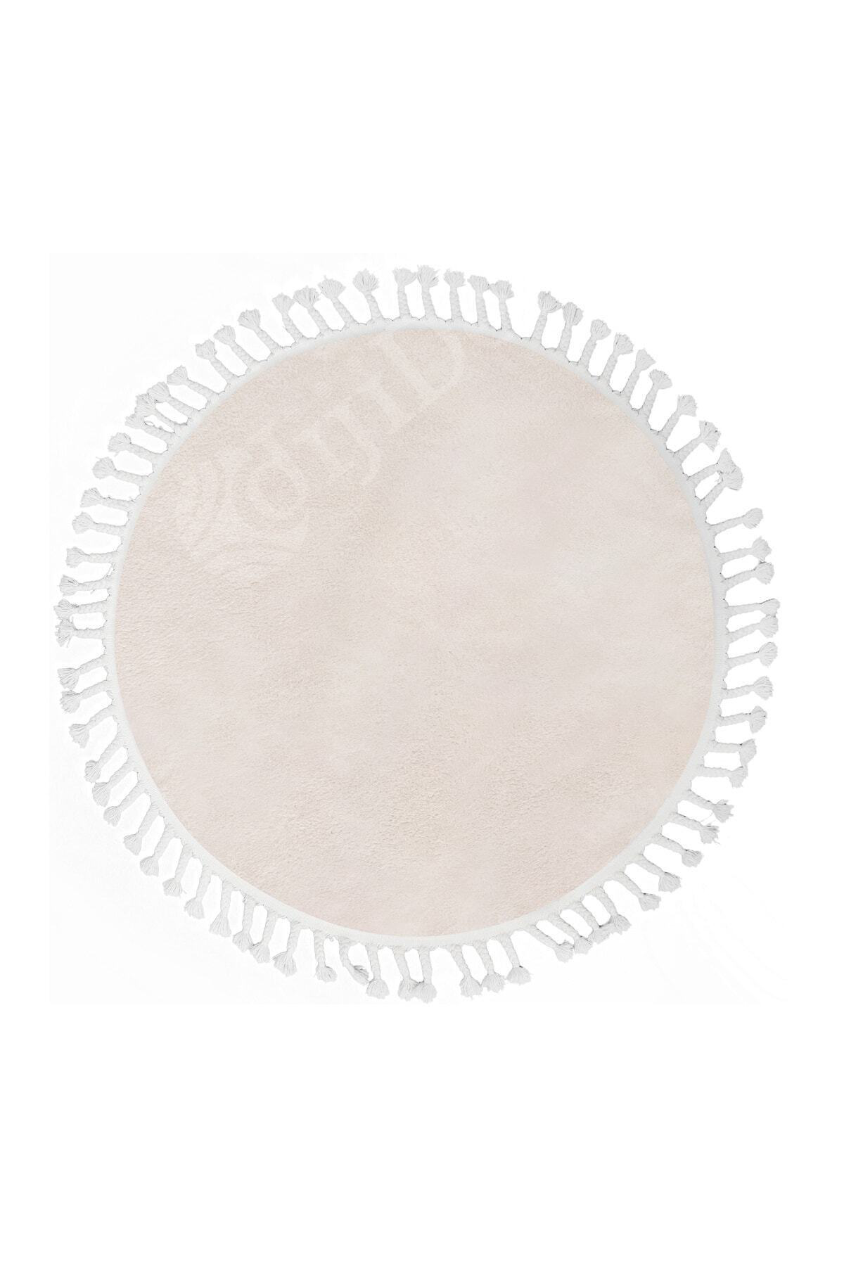 Lüx Post Peluş Düz Krem Yuvarlak Saçaklı Bohem Banyo Halısı 200X200 Fiyatı, Yorumları ve Özellikleri