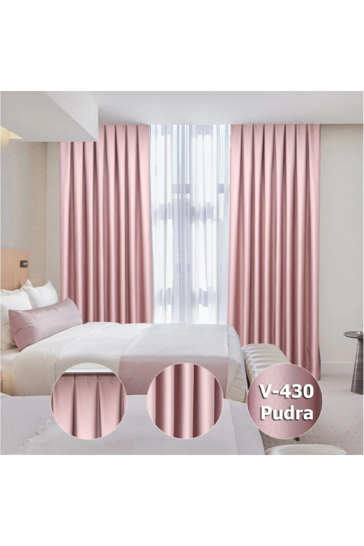 Lüx Saten Blackout Karartma Fon Perde, Yüksek Kaliteli 1/3 Sık Pi