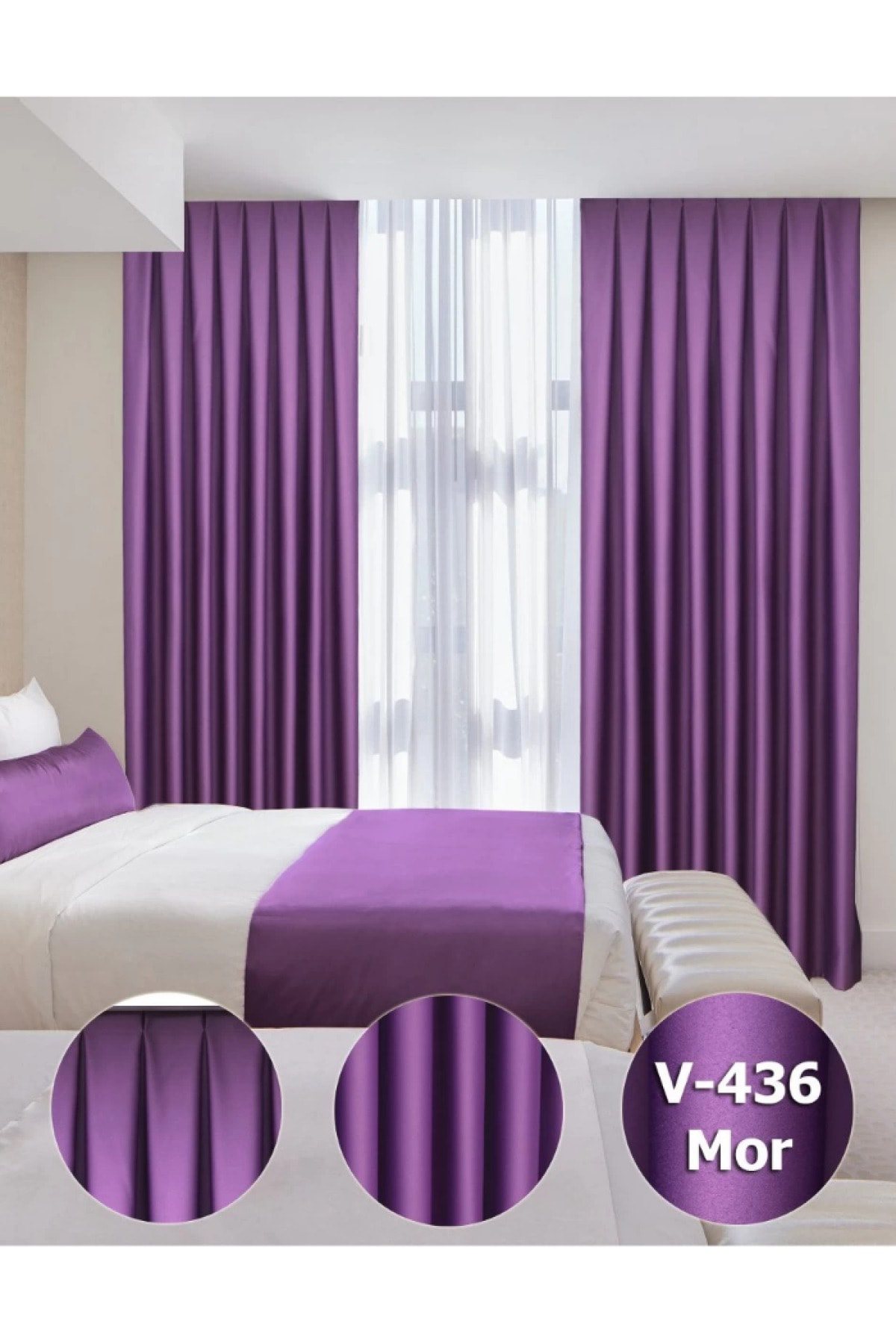 Lüx Saten Blackout Karartma Fon Perde Yüksek Kaliteli 1/2,5 Norma