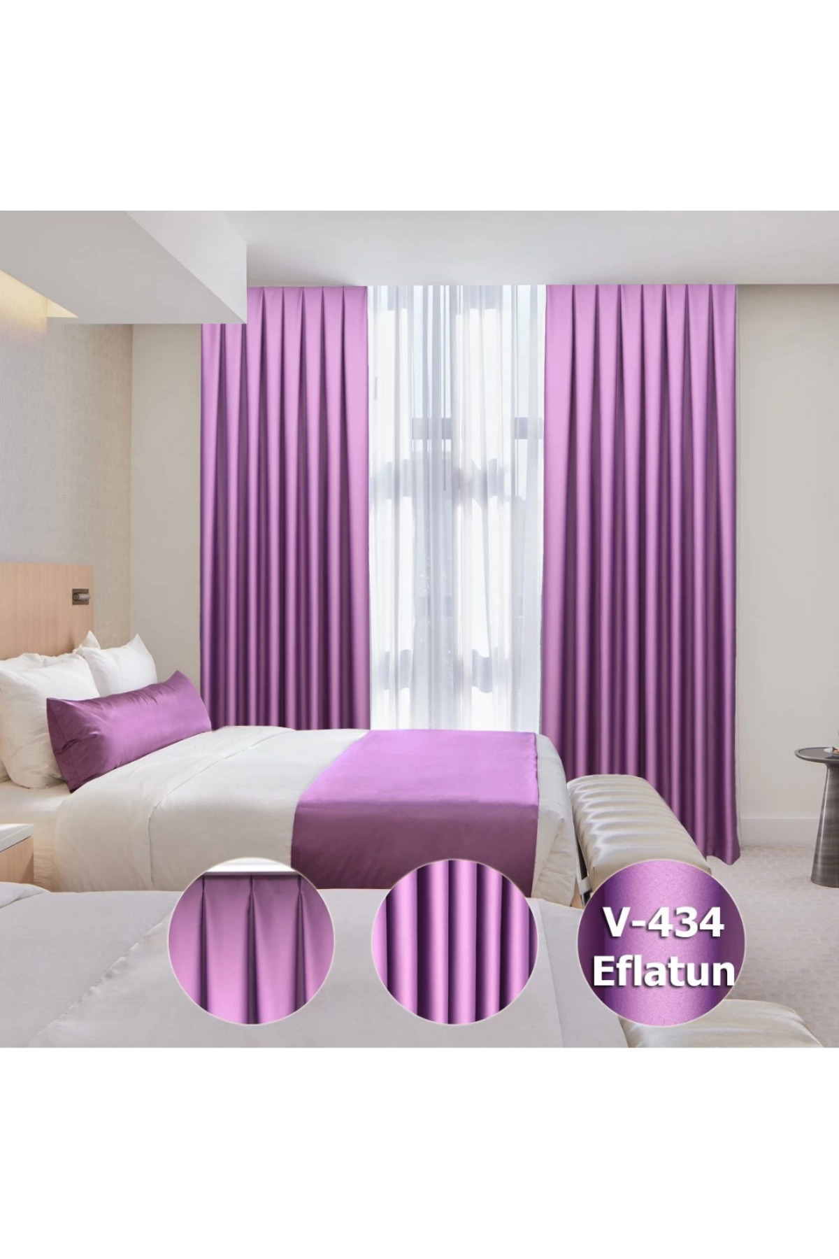 Lüx Saten Blackout Karartma Güneşlik Perde Yüksek Kaliteli Düz Pi