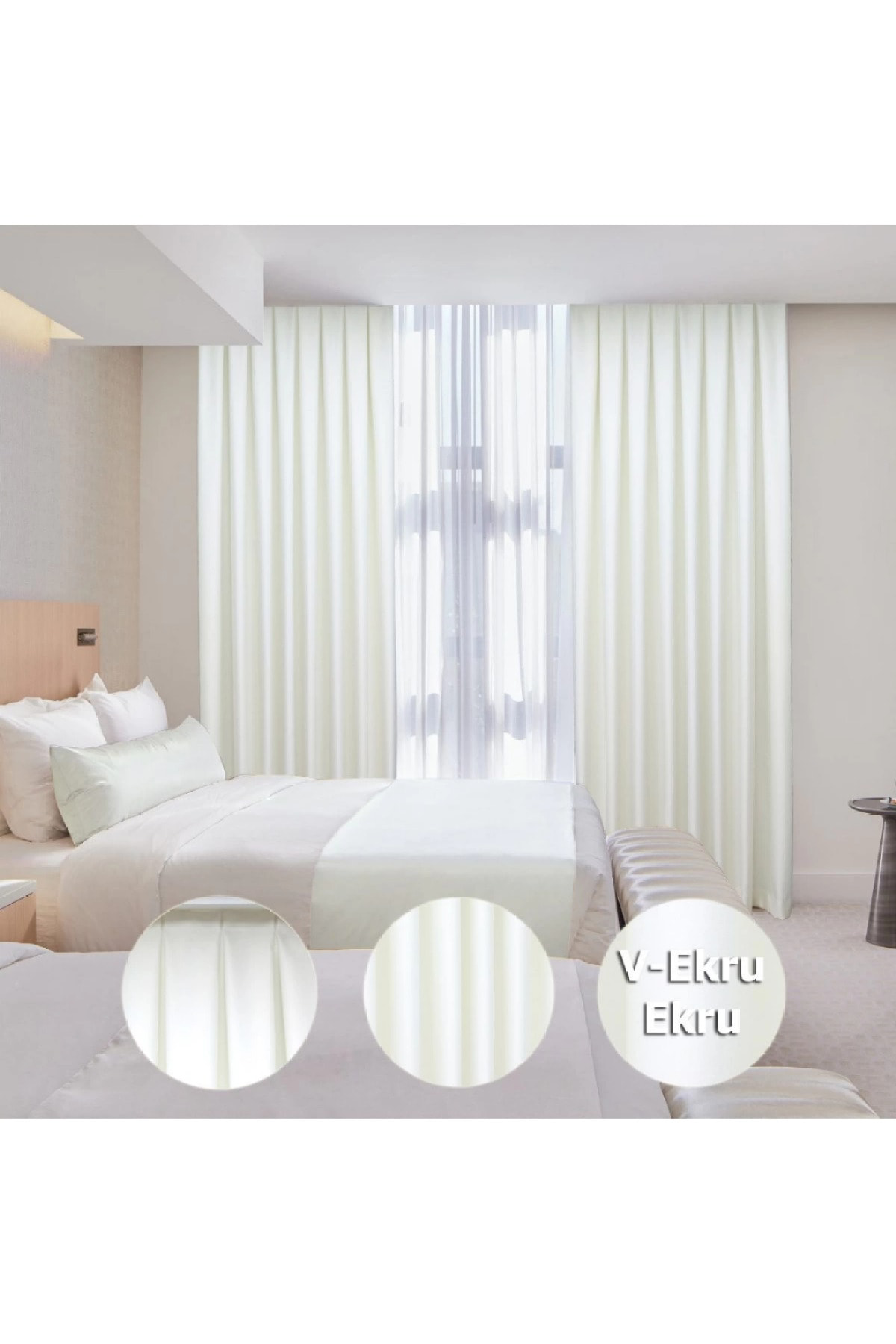 Lüx Saten Blackout Karartma Fon Perde Yüksek Kaliteli 1/3 Sık Pil