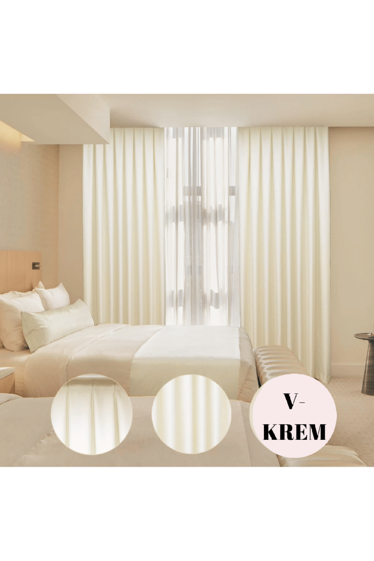 Lüx Saten Blackout Karartma Fon Perde, Yüksek Kaliteli 1/3 Sık Pi