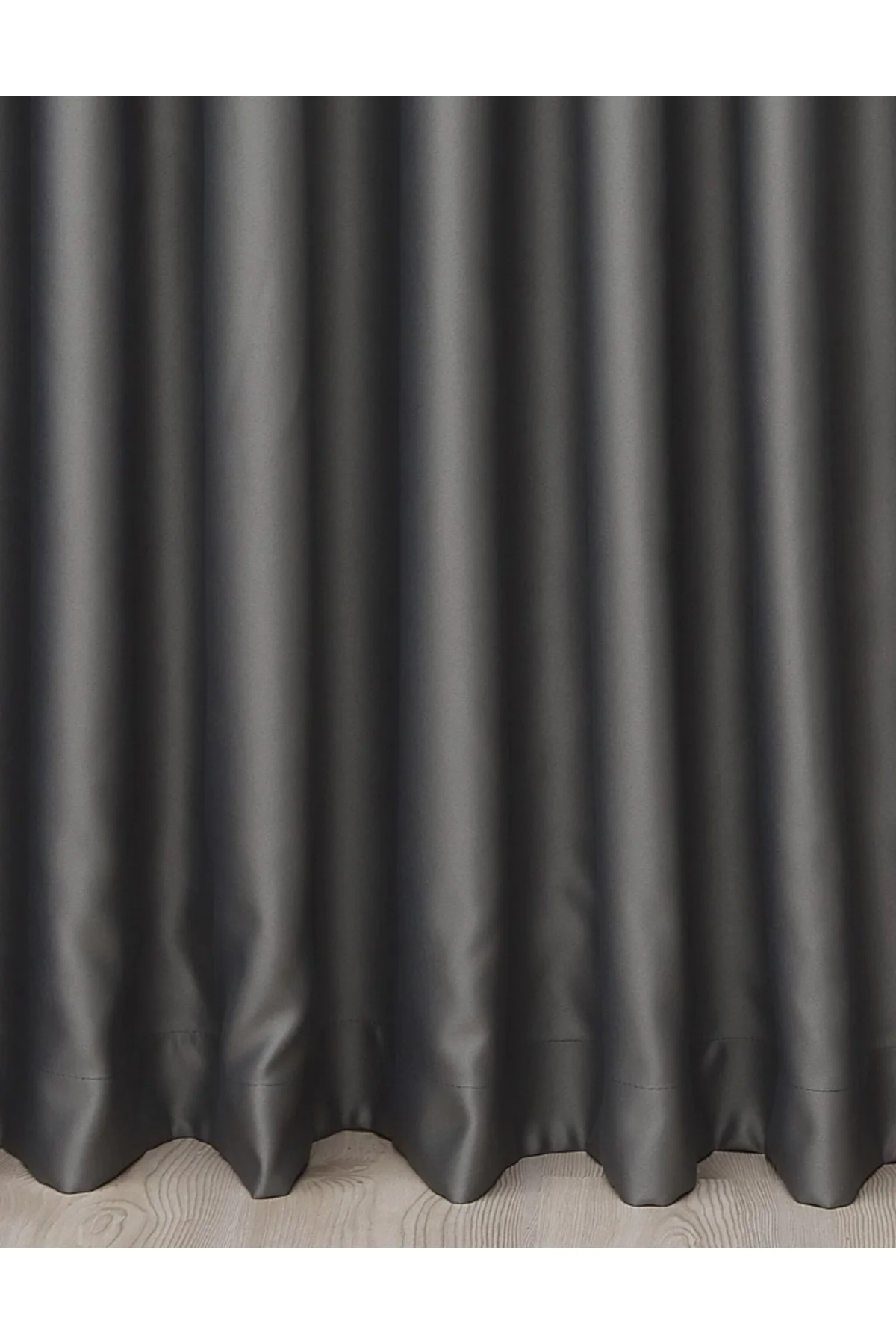 Lüx Saten Blackout Karartma Fon Perde, Yüksek Kaliteli 1/3 Sık Pile Tek Kanat - GRİ 270W07BLQE
