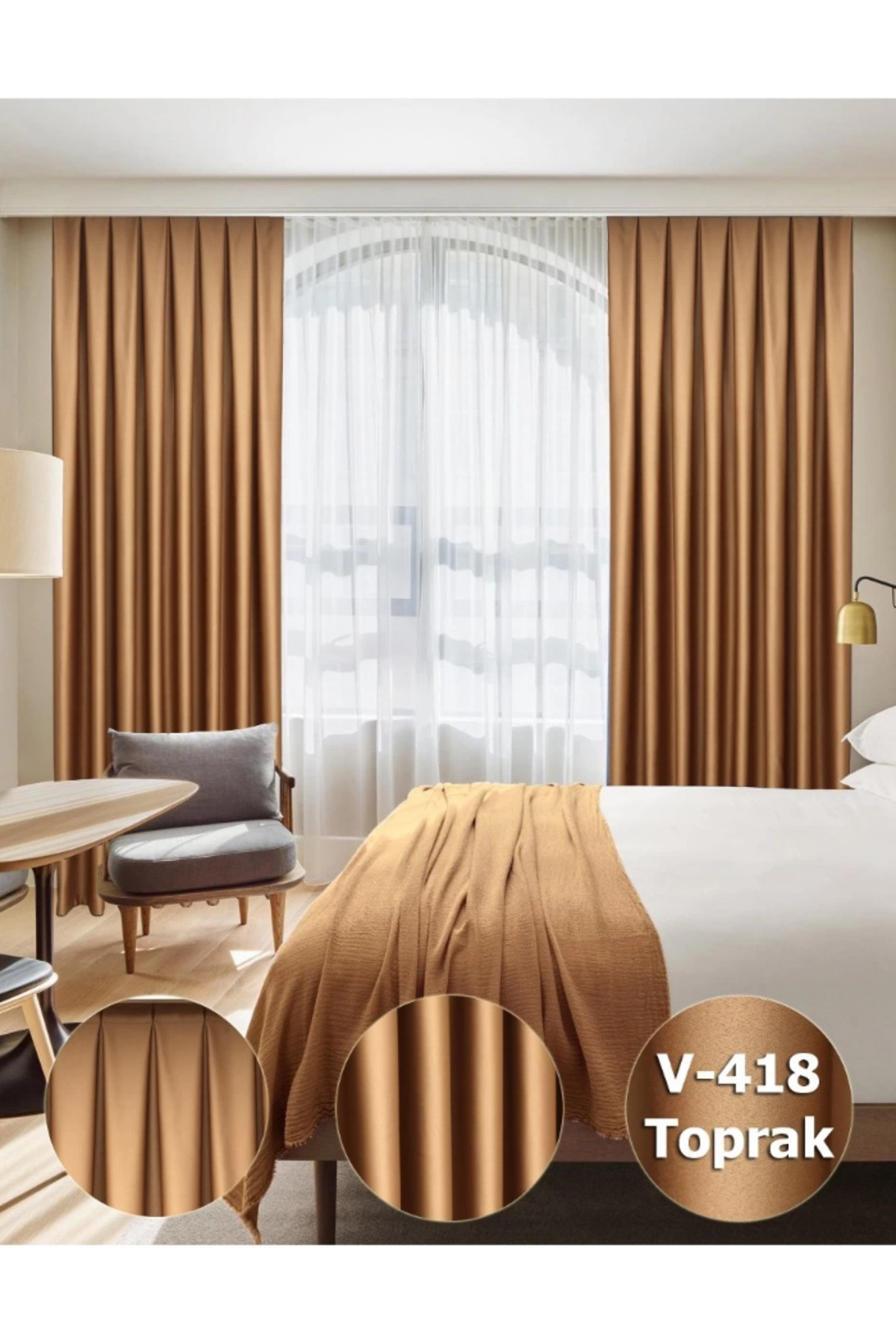 Lüx Saten Blackout Karartma Güneşlik Perde Yüksek Kaliteli Düz Pi