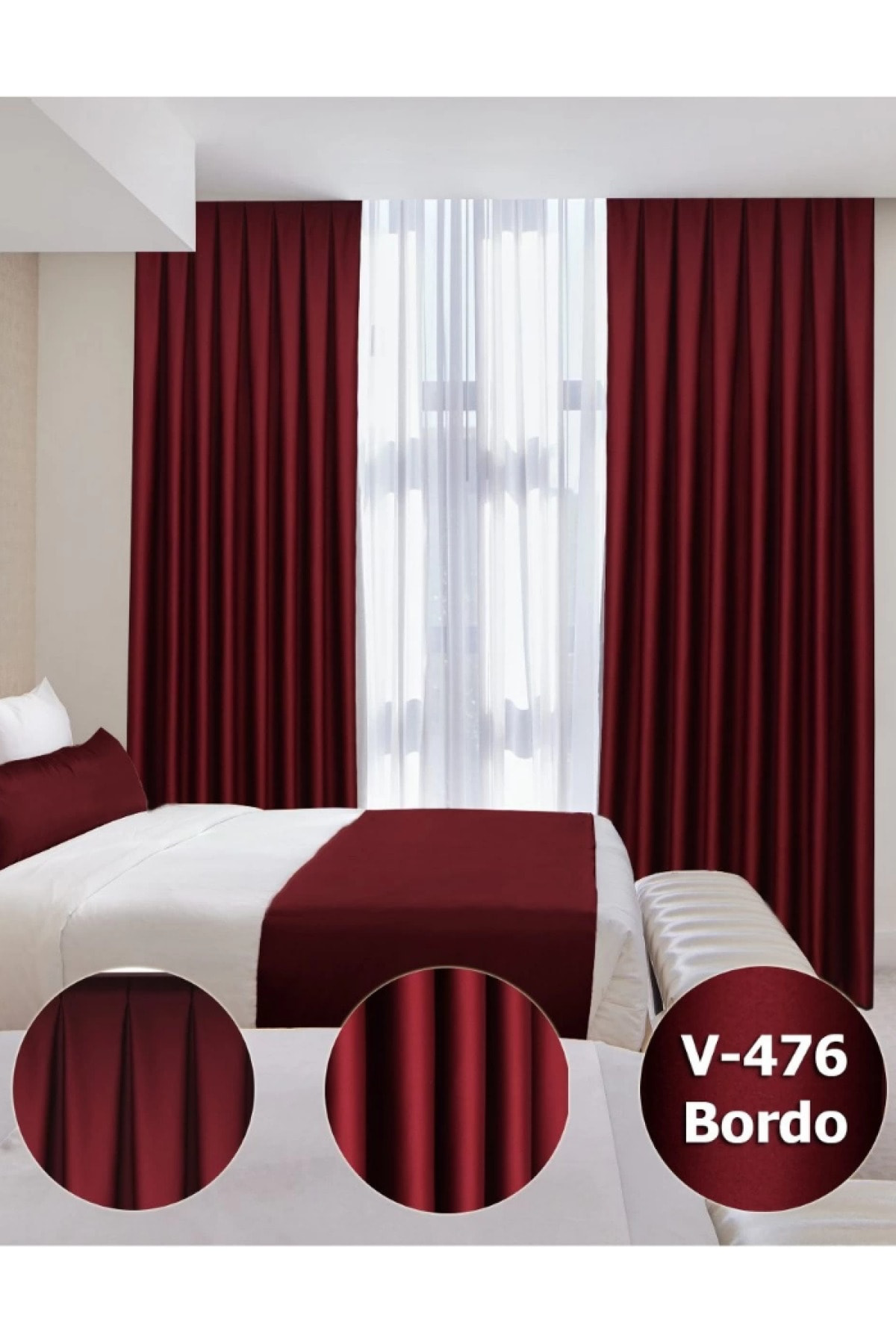 Lüx Saten Blackout Karartma Fon Perde Yüksek Kaliteli 1/3 Sık Pil