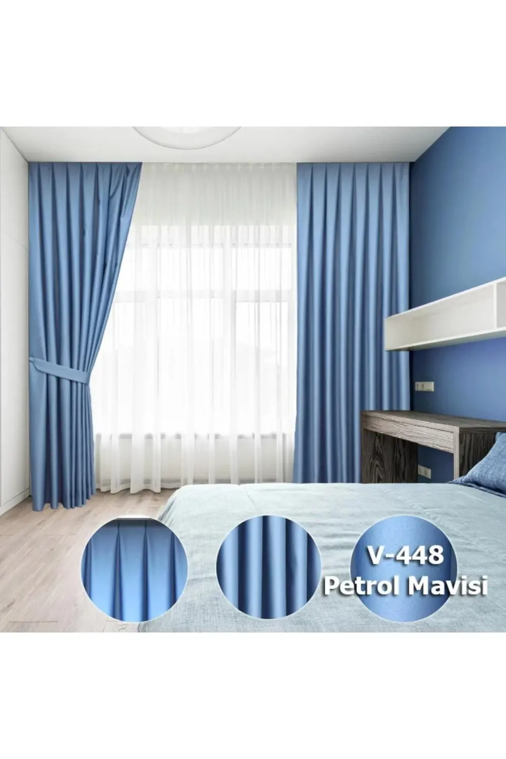 Lüx Saten Blackout Karartma Fon Perde Yüksek Kaliteli 1/3 Sık Pil