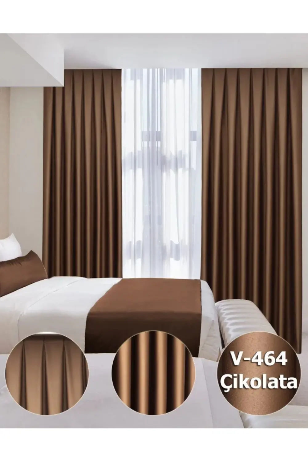 Lüx Saten Blackout Karartma Fon Perde Yüksek Kaliteli 1/3 Sık Pil