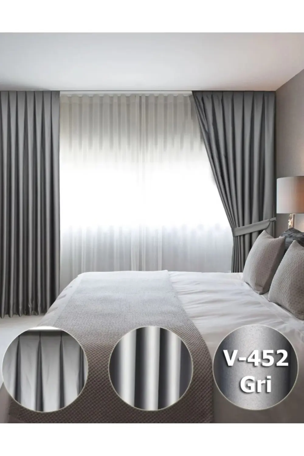 Lüx Saten Blackout Karartma Fon Perde Yüksek Kaliteli 1/3 Sık Pil