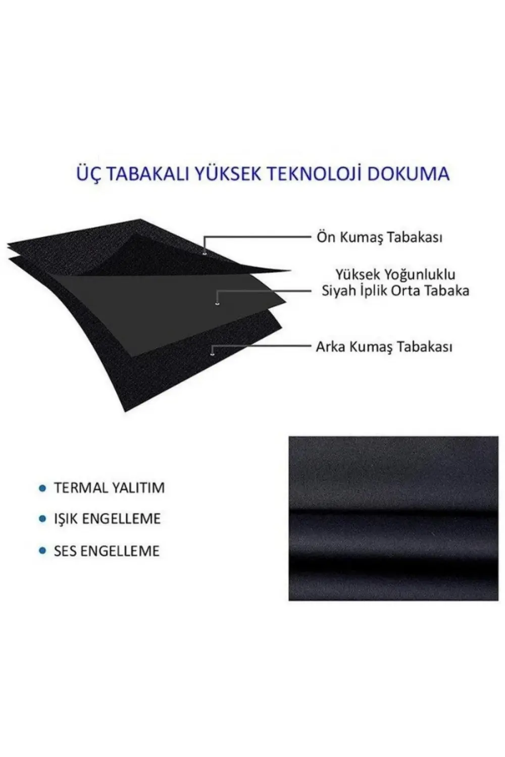 Lüx Saten Blackout Karartma Fon Perde Yüksek Kaliteli 1/3 Sık Pil