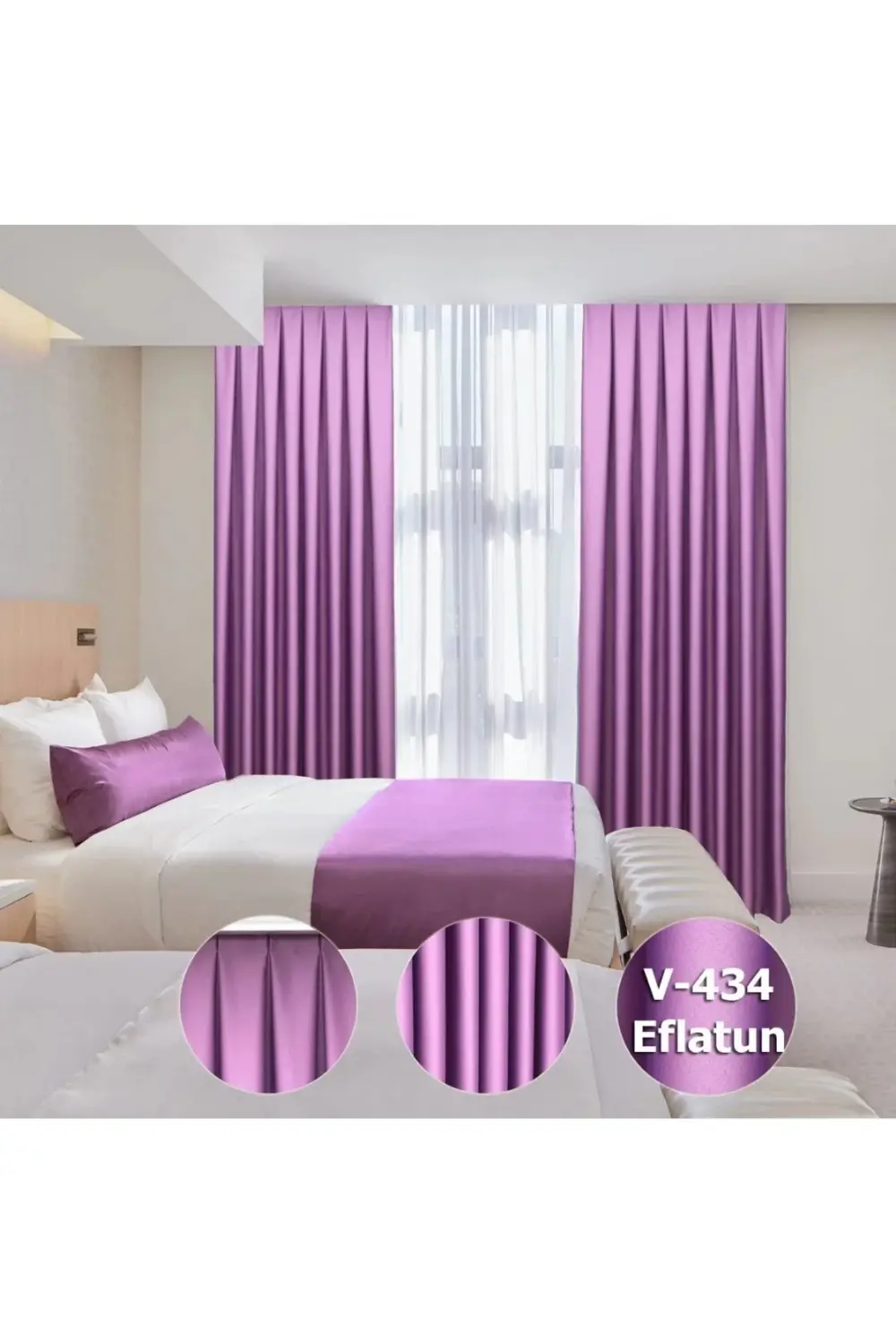 Lüx Saten Blackout Karartma Fon Perde Yüksek Kaliteli 1/2,5 Norma